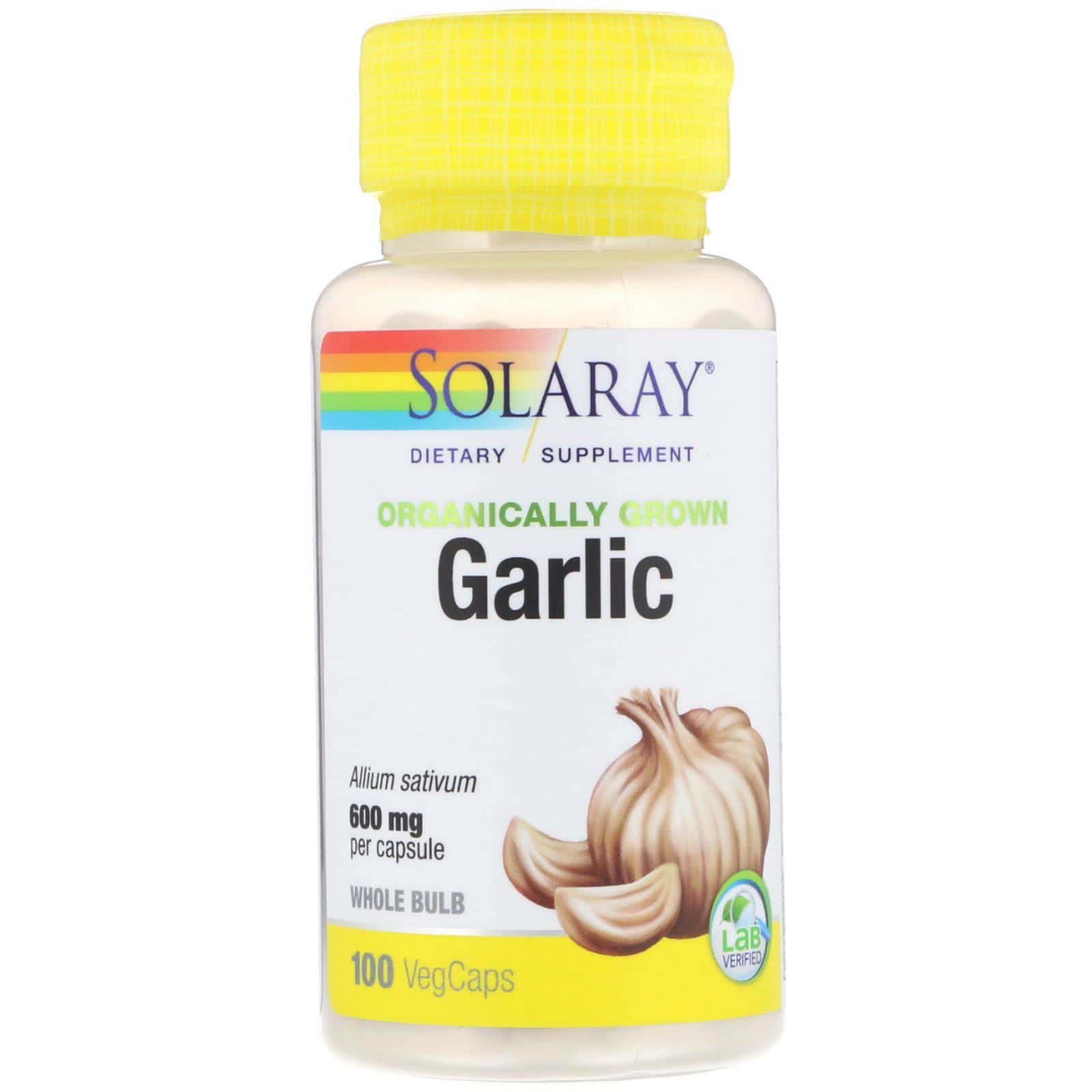 Solaray, Ajo cultivado de manera orgánica, 600 mg, 100 cápsulas vegetales