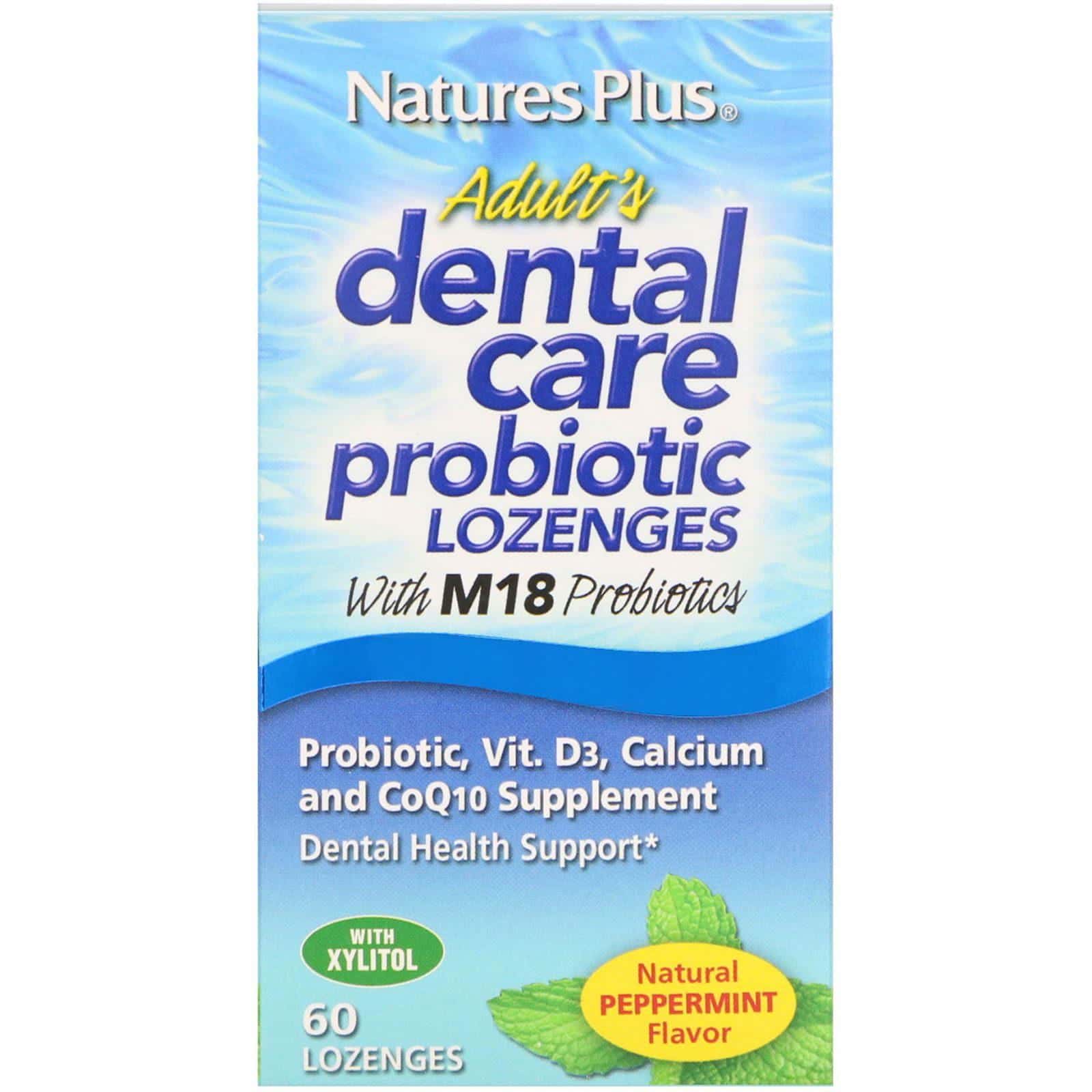 Nature's Plus, Probiótico para el cuidado dental de los adultos, Sabor natural a menta, 60 tabletas