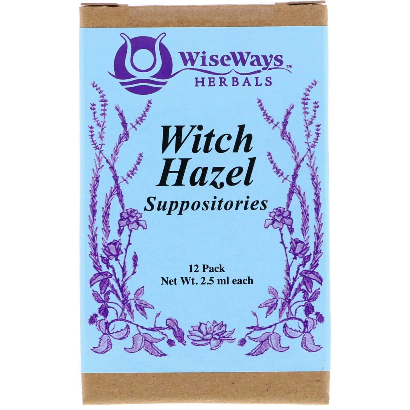 WiseWays Herbals, Witch Hazel Suppositories, 12 Pack, 2.5 ml Each
