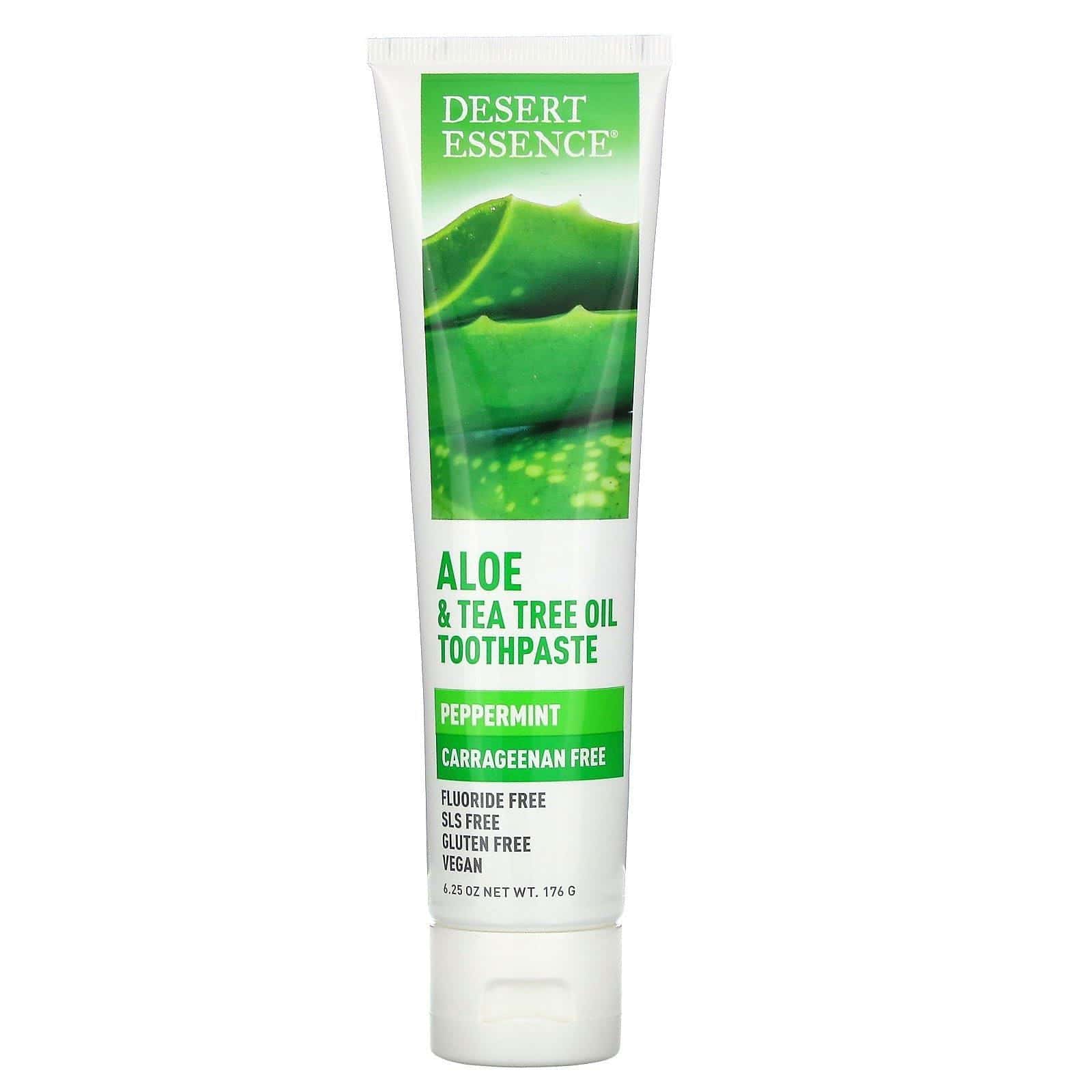 Desert Essence, Pasta dental con aceite de árbol de té y aloe, menta, 6.25 oz (176 g)