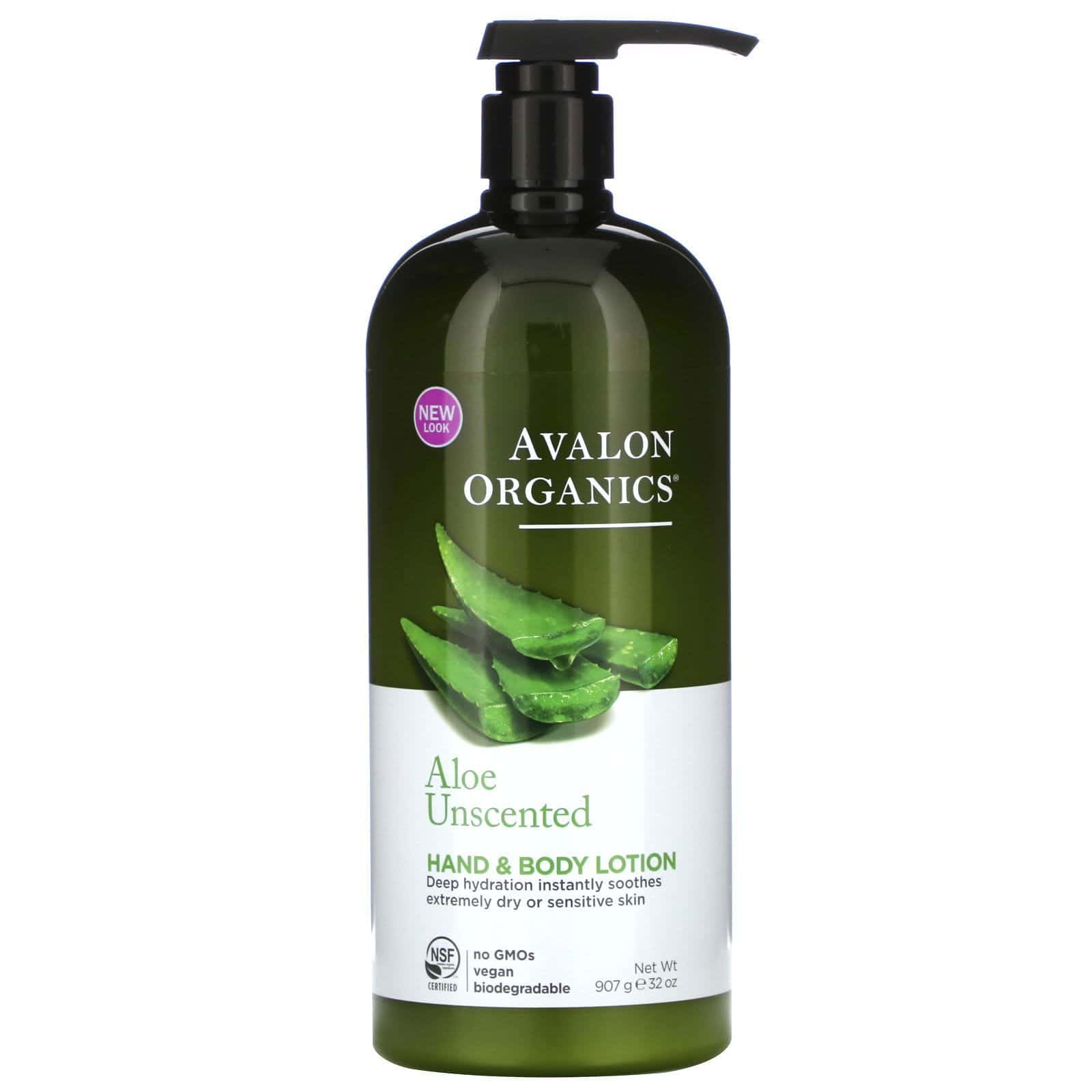 Avalon Organics, Loción para manos y cuerpo, Aloe sin fragancia (907 g)