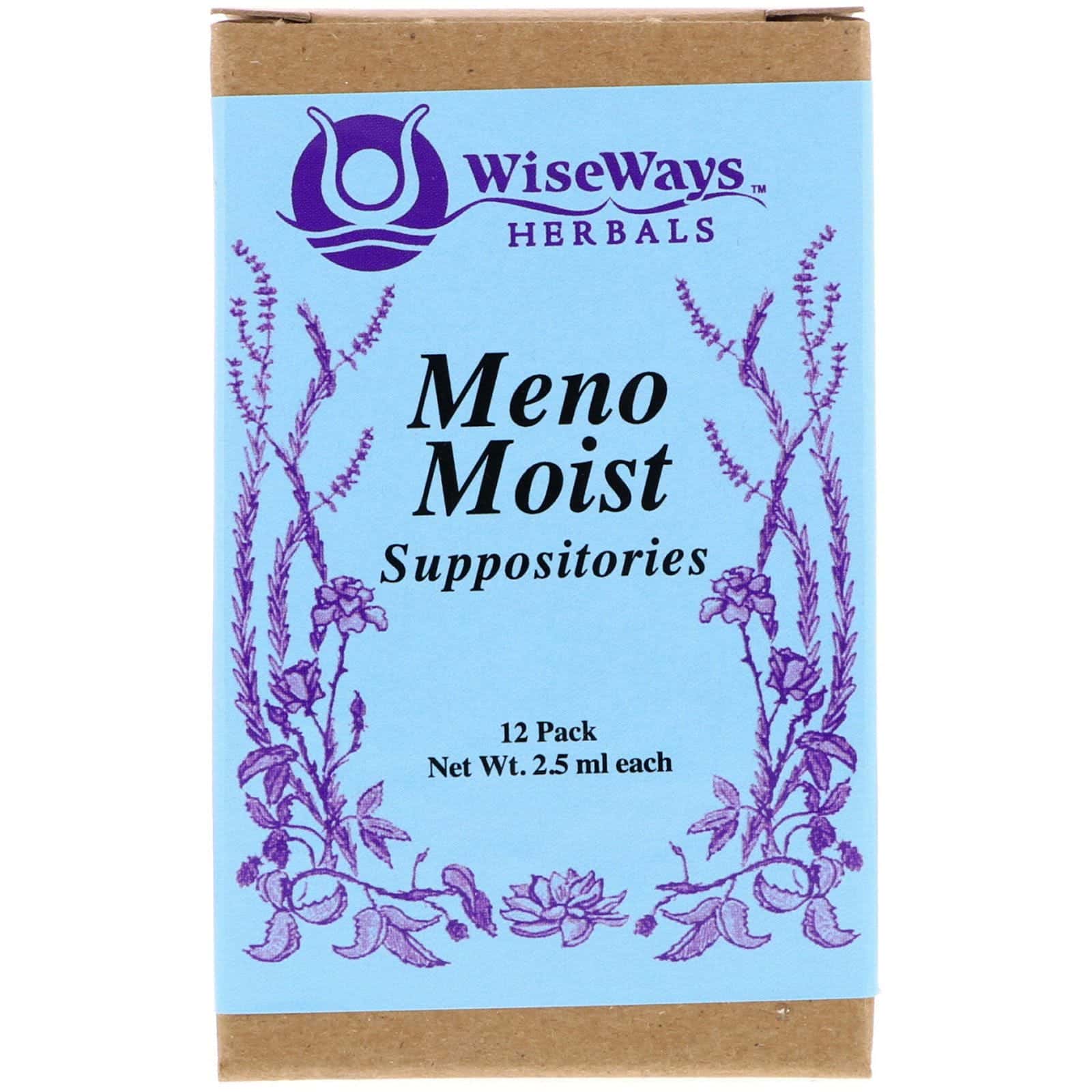 WiseWays Herbals, Meno Moist Suppositories, 12 Pack, 4.5 oz (2.5 ml) Cada Una