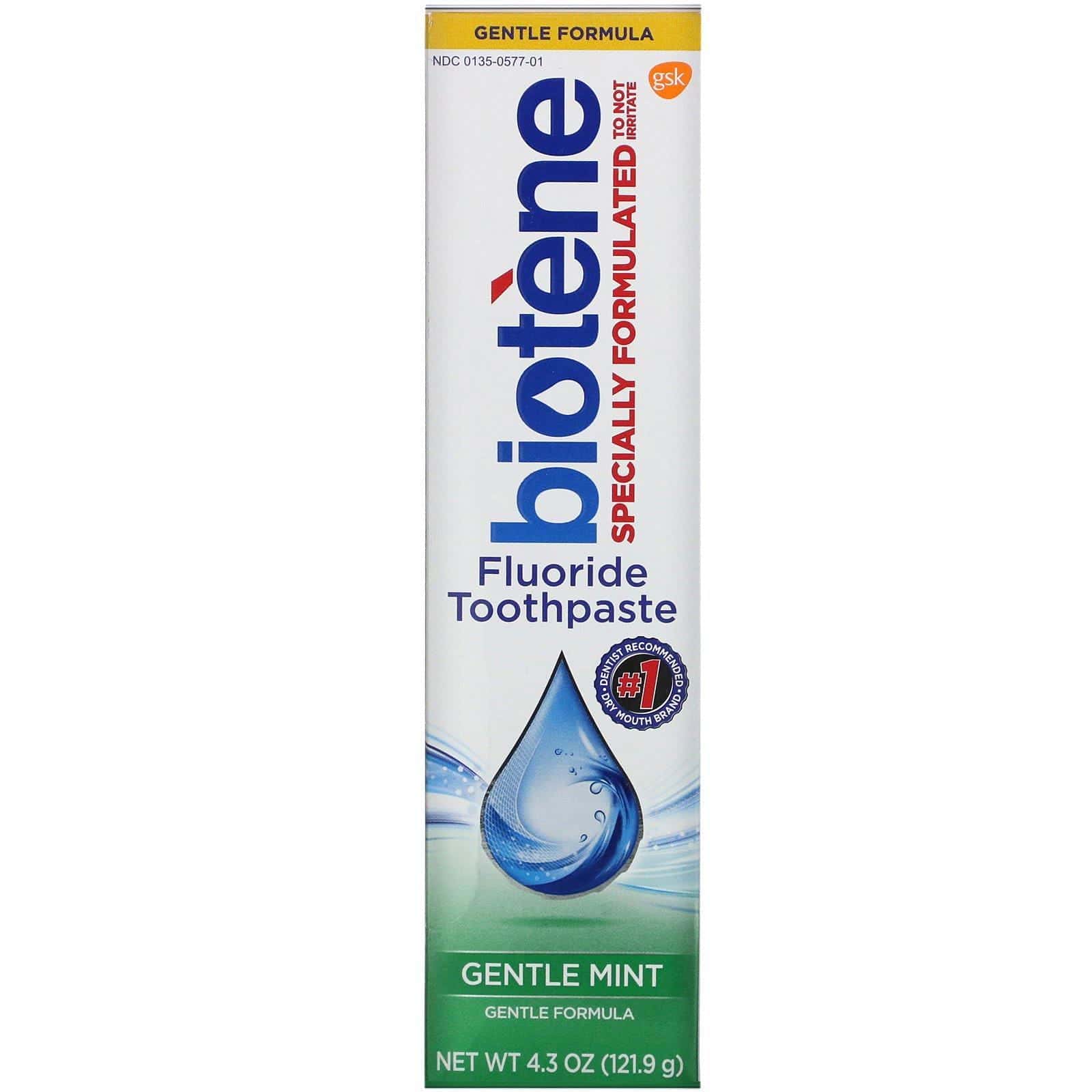 Biotene Dental Products, Pasta dental con fluoruro de fórmula suave, Menta suave, 121,9 g (4,3 oz)