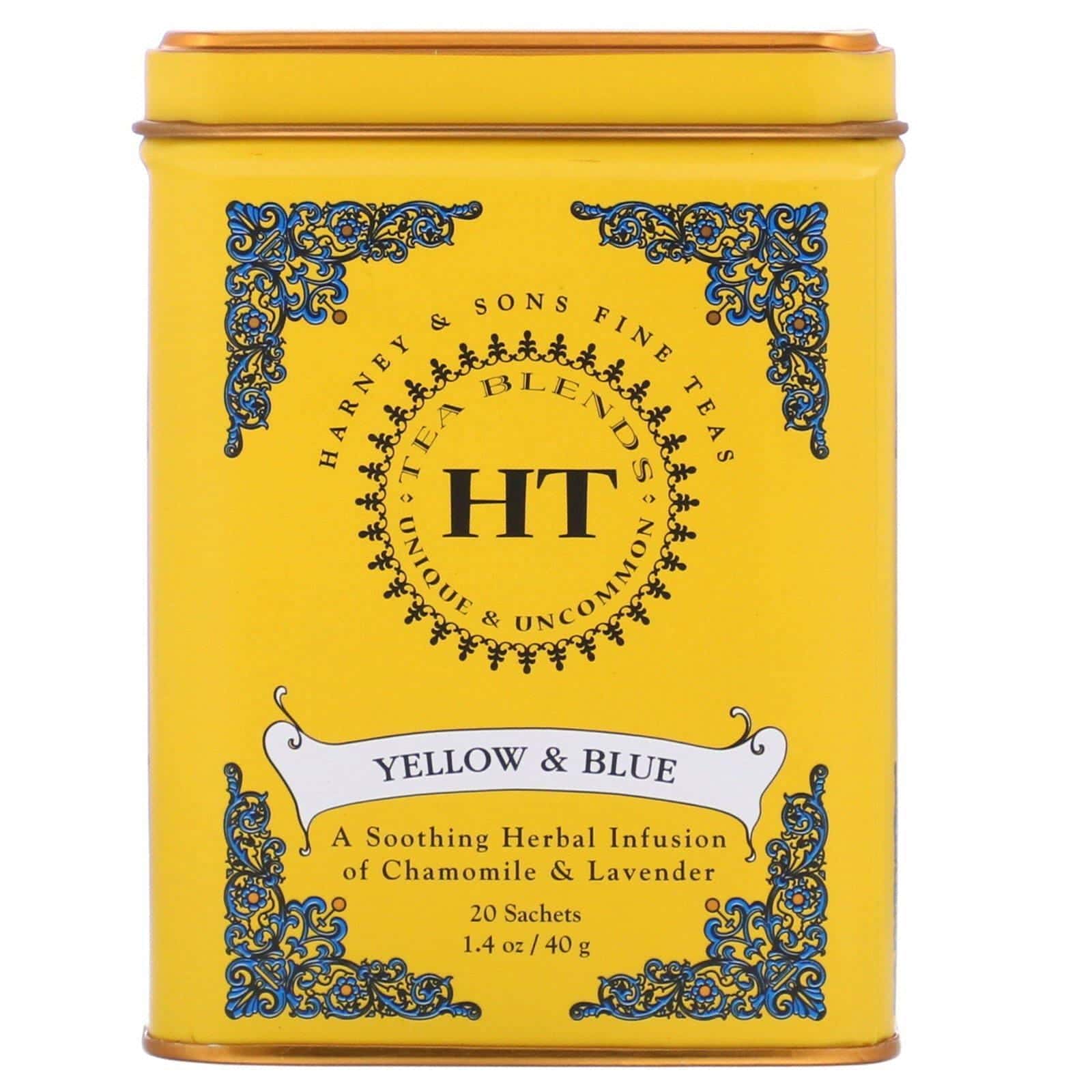 Harney & Sons, HT Tea Blend, Yellow & Blue, Chamomile and Lavender, Caffeine Free, 20 Sachets, 1.4 oz (40 g)