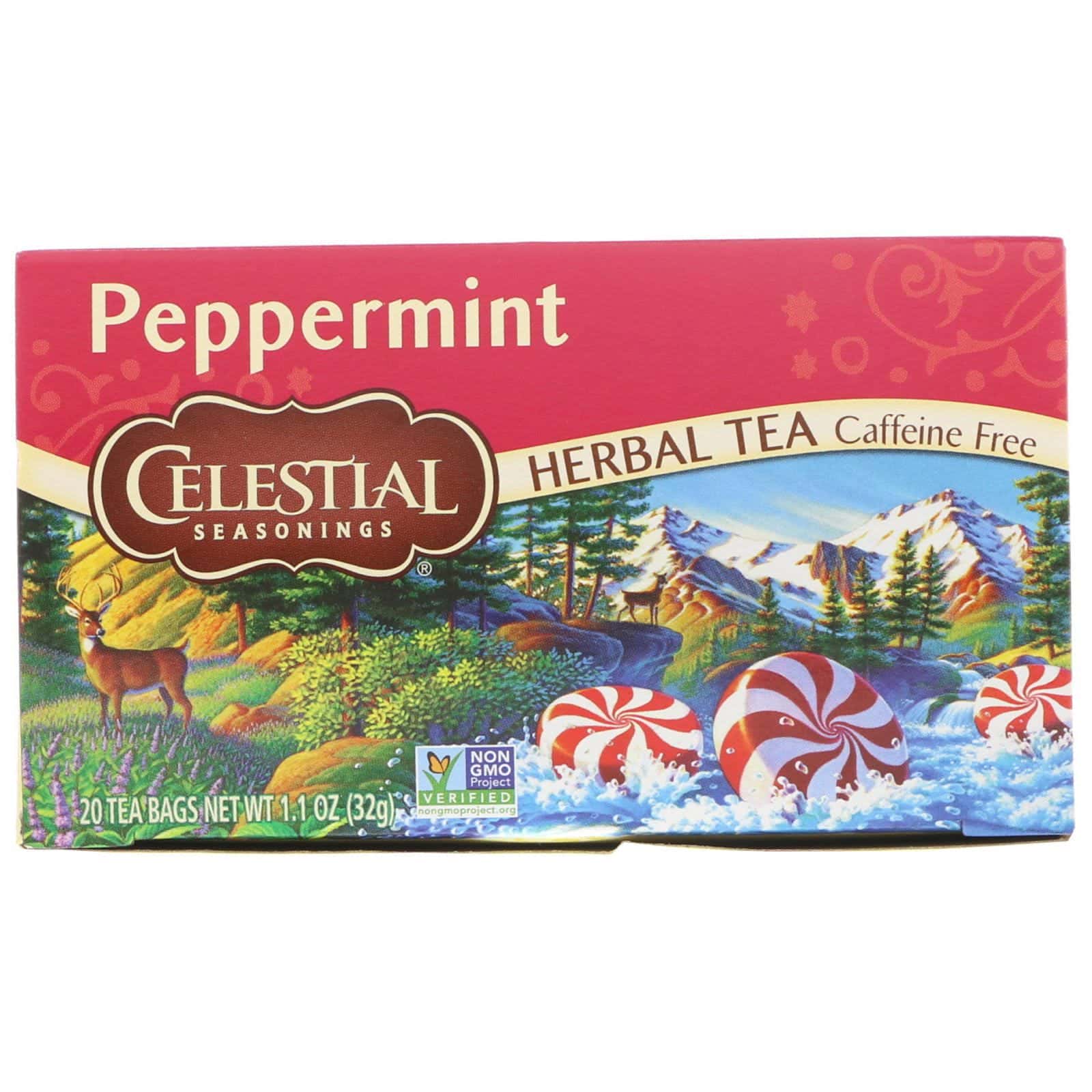 Celestial Seasonings, Té Herbal, Menta, Libre de cafeína, 20 bolsas de té, 1.1 oz (32 g)