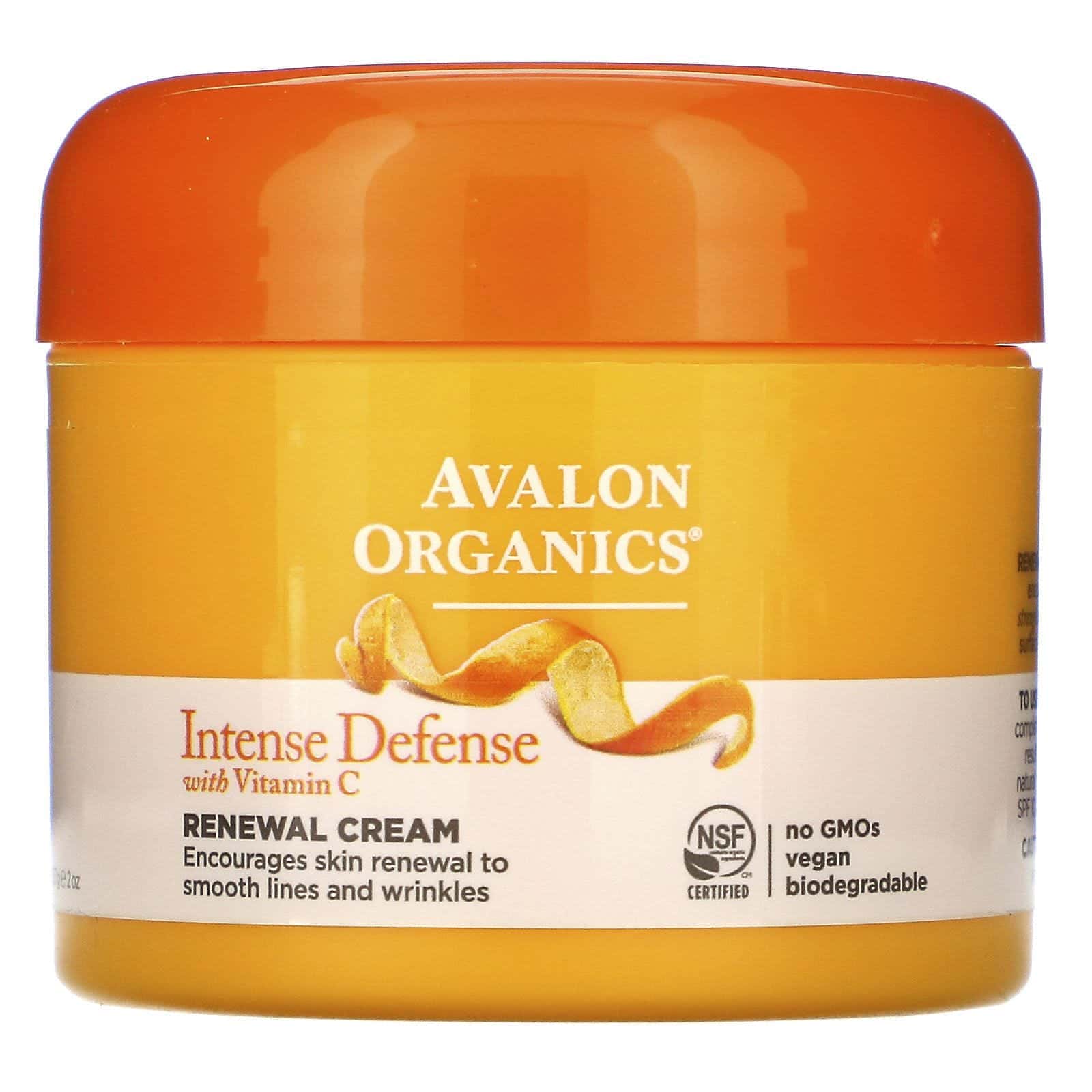 Avalon Organics, Intense Defense, crema renovadora con vitamina C, 2 oz (57 g)