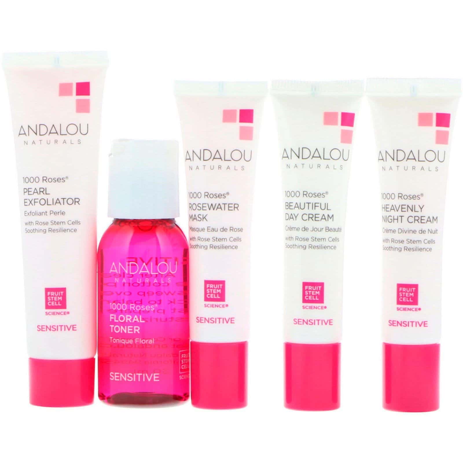 Andalou Naturals, Kit de Inicio, 1000 Roses, Sensible, Kit de 5 Productos