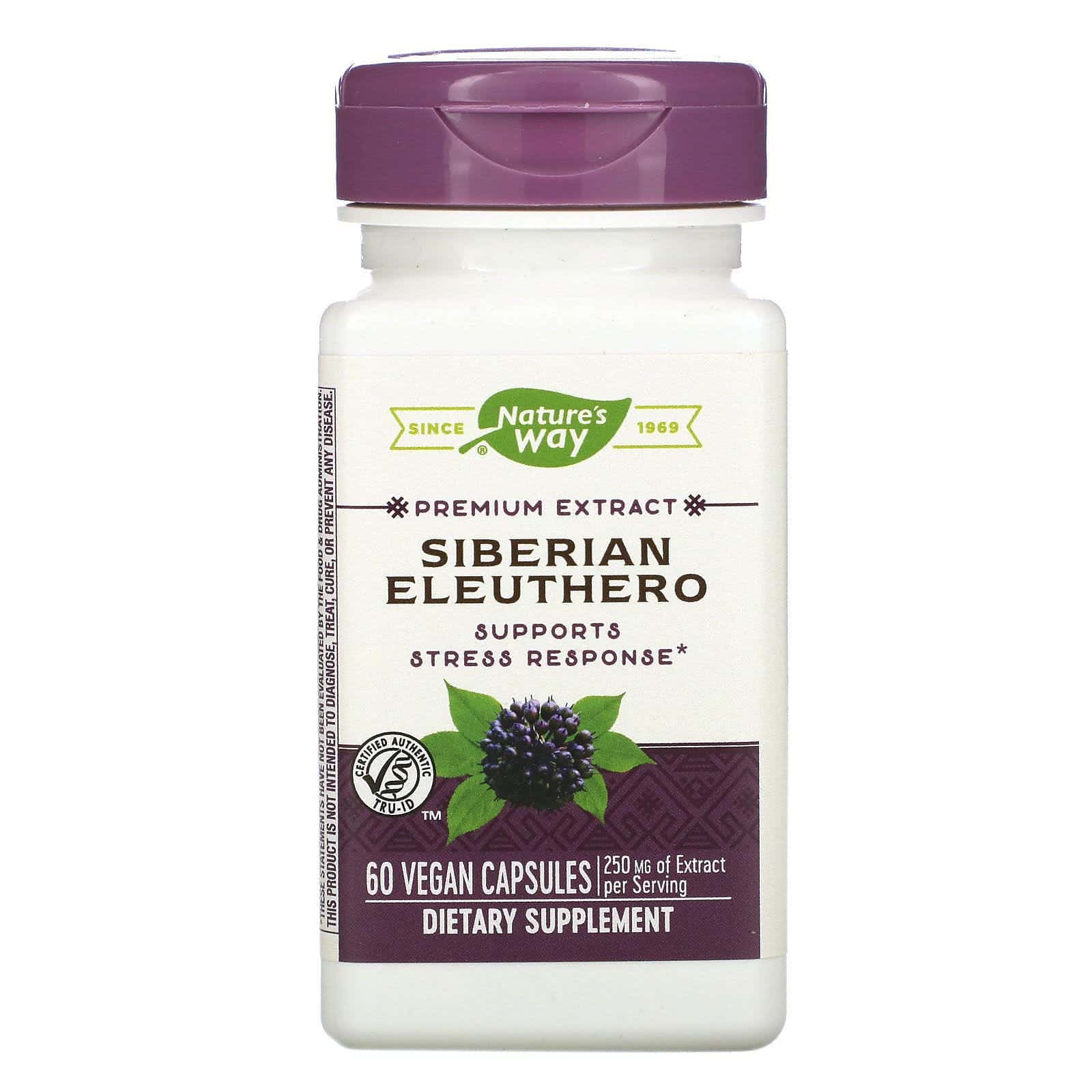 Nature's Way, Premium Extract, Siberian Eleuthero, 250 mg, 60 Vegan Capsules