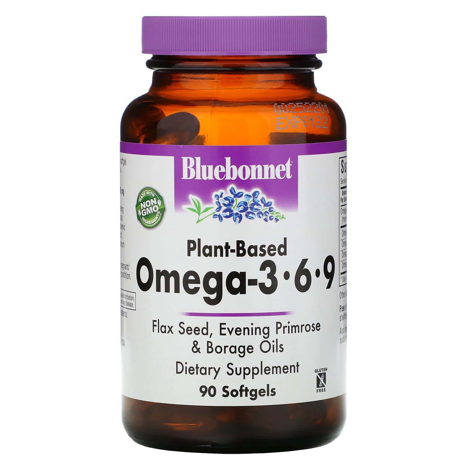 Bluebonnet Nutrition, Omega-3-6-9 basado en plantas, 90 cápsulas blandas