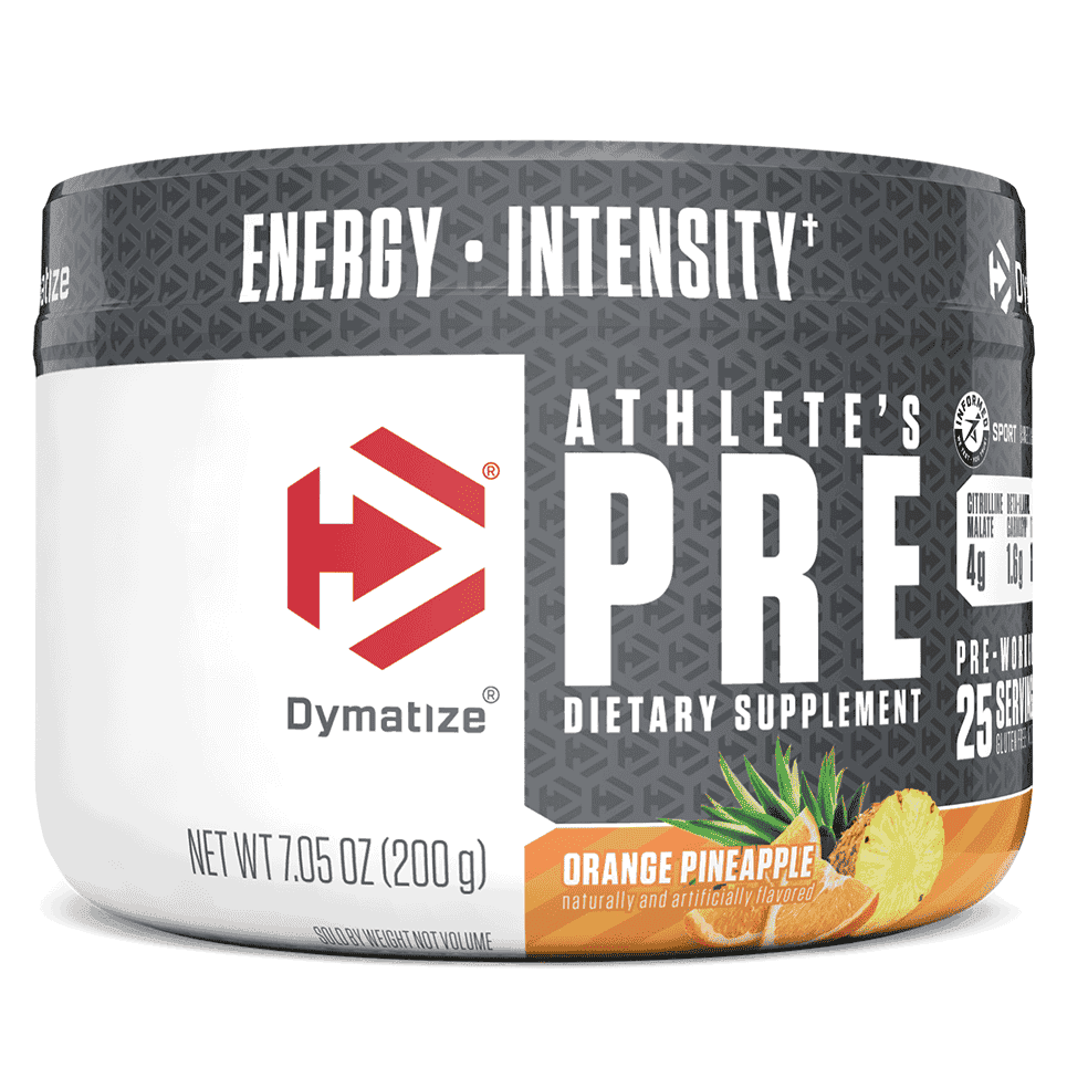 Dymatize Nutrition, Athlete's Pre, para antes de realizar ejercicio, naranja y piña, 200 g (7,05 oz)