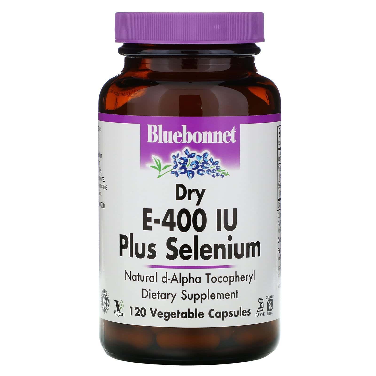 Bluebonnet Nutrition, Dry E-400 IU, Con Selenio, 120 Cápsulas Vegetarianas