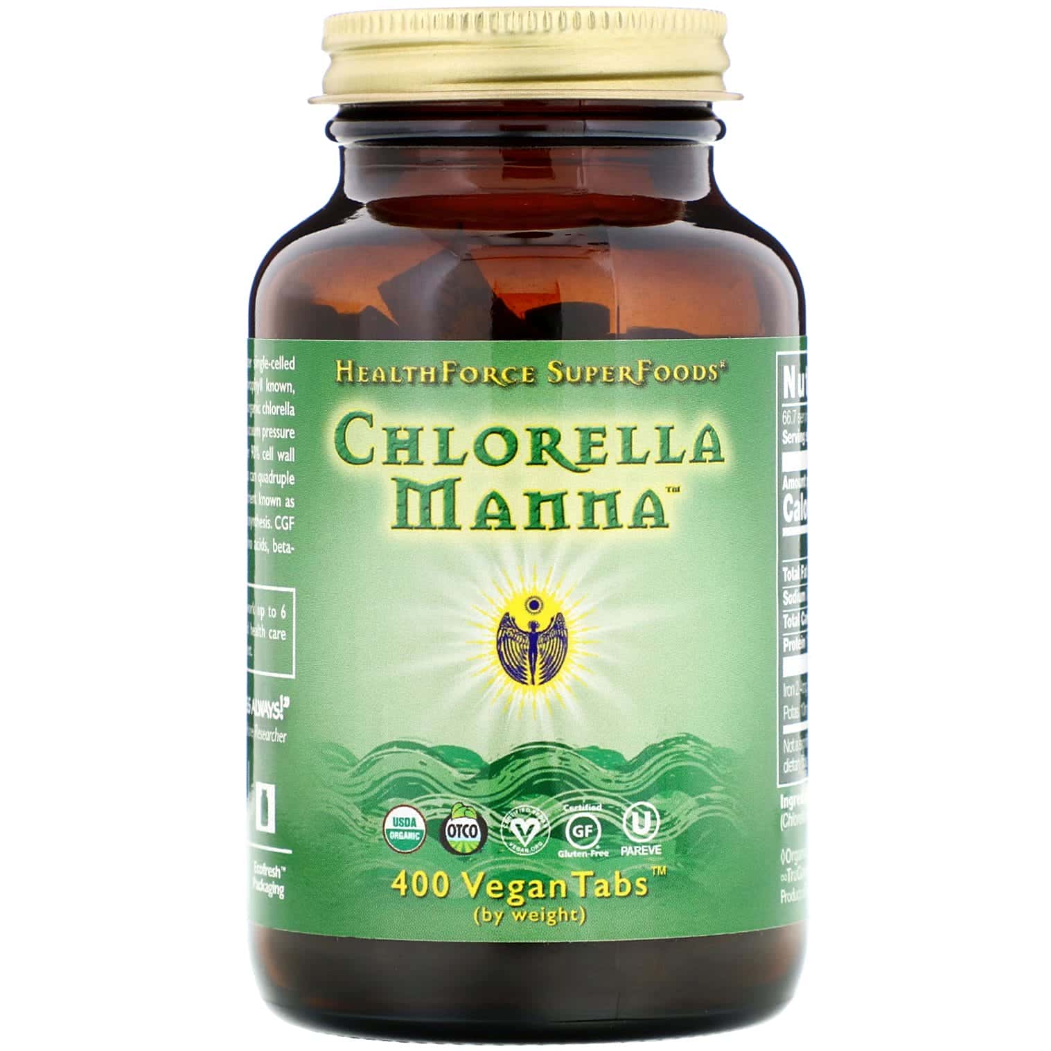 HealthForce Superfoods, Clorela Maná, 400 Tabletas Vegetarianas