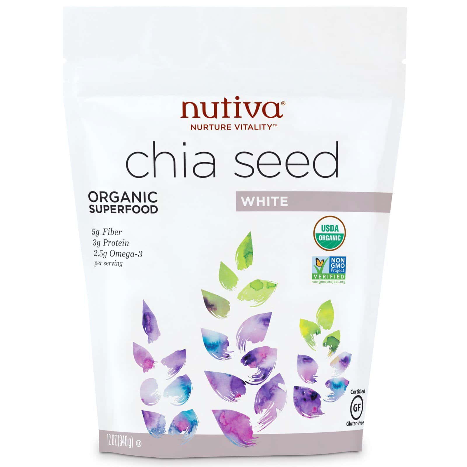 Nutiva, Nutiva, Superalimento Orgánico, Semillas de Chía, Blancas, 12 oz (340 g)