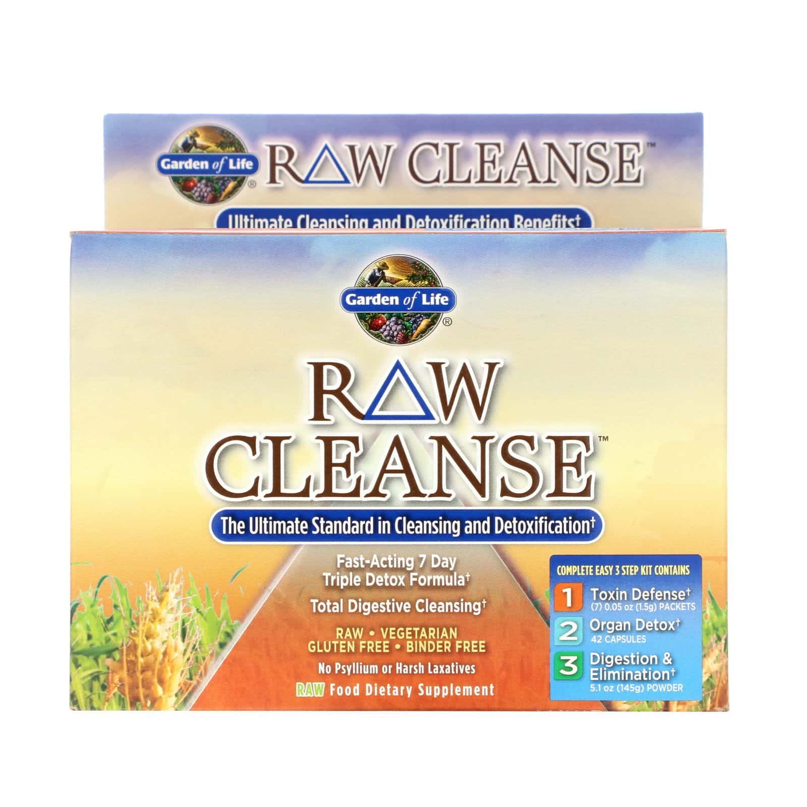 Garden of Life, RAW Cleanse, El estándar más alto en limpieza y desintoxicación, Programa de 3 partes, Kit de 3 pasos