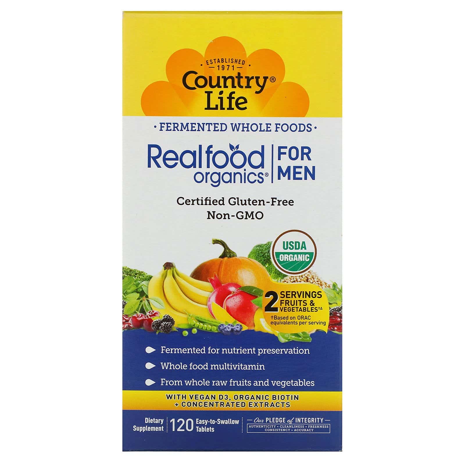 Country Life, Realfood Organics, Nutrición Diaria para Hombres, 120 Tabletas