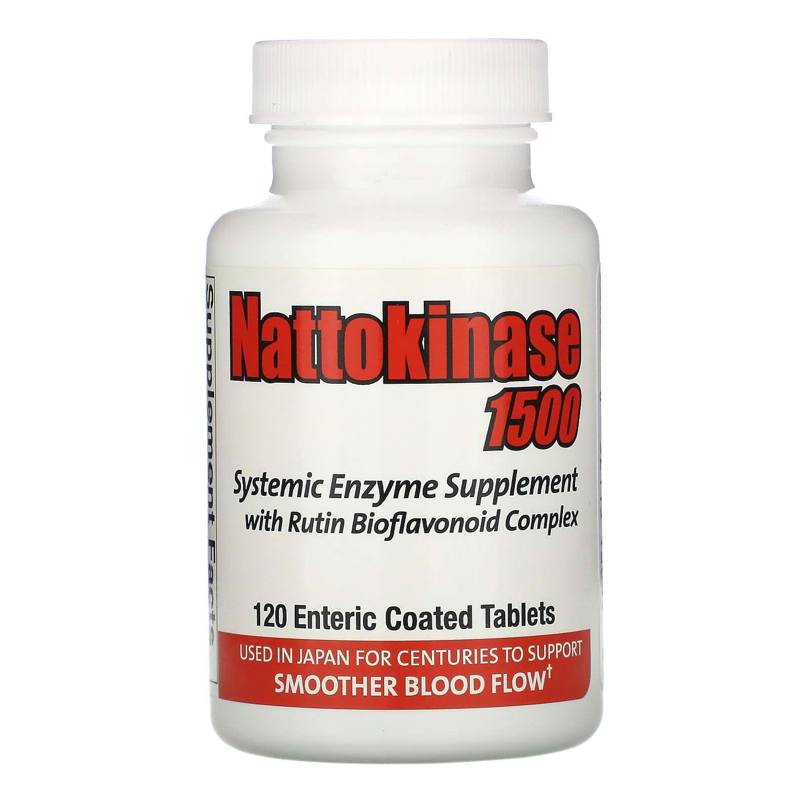 Naturally Vitamins, Nattokinase 1500, suplemento enzimático sistémico, 120 tabletas con recubrimiento entérico