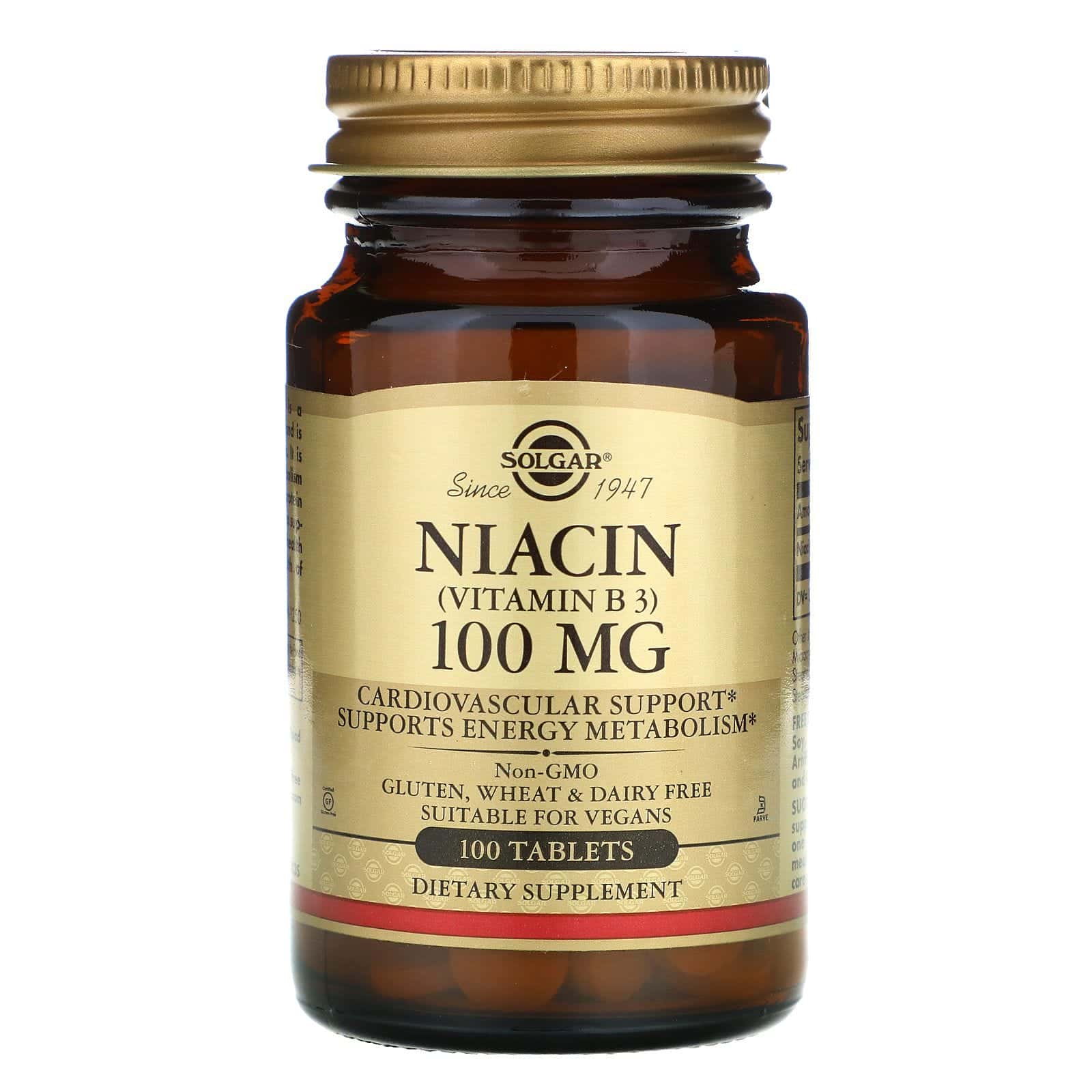 Solgar, Niacina (vitamina B3), 100 mg, 100 comprimidos