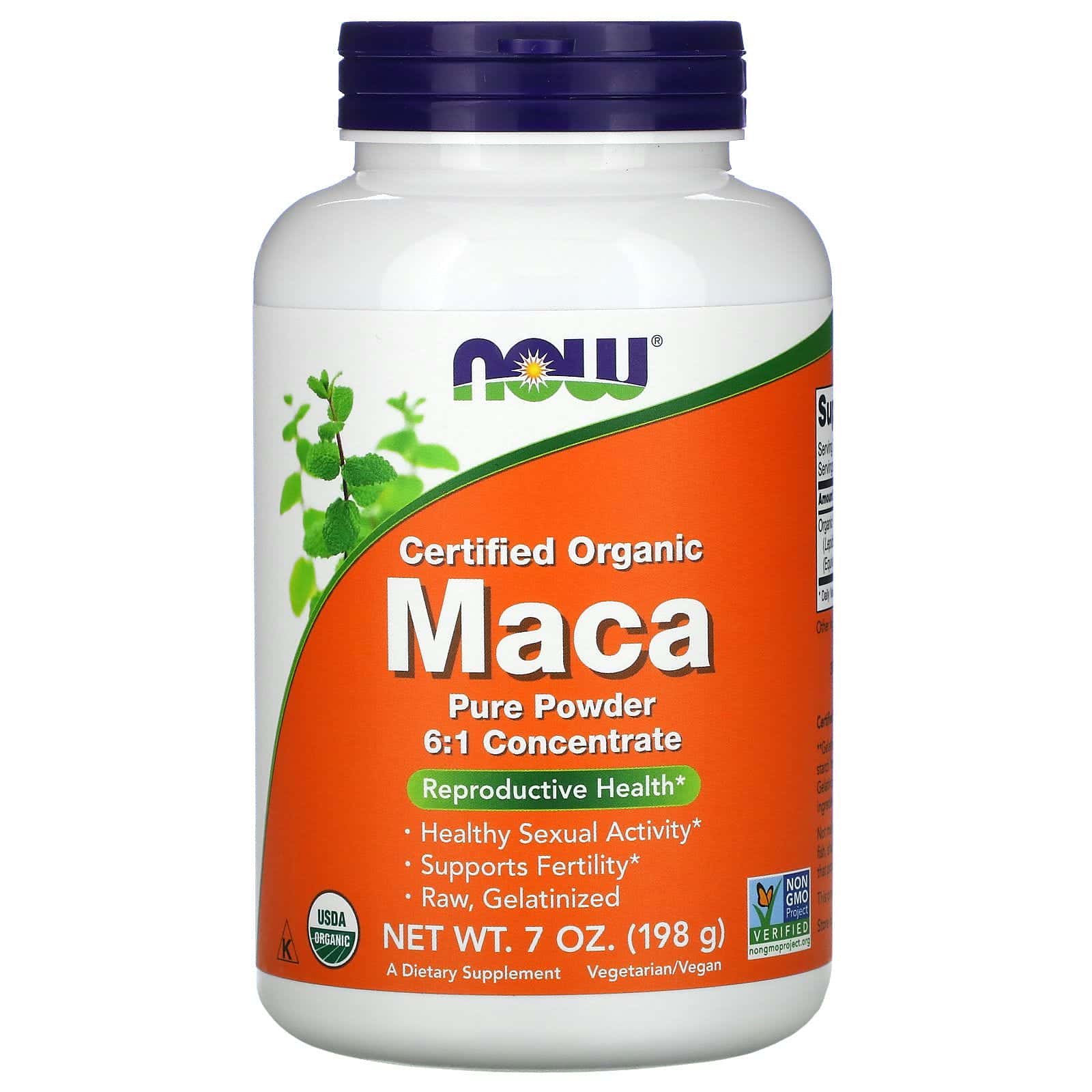 Now Foods, Maca orgánica certificada pura en polvo, 198 g (7 oz)