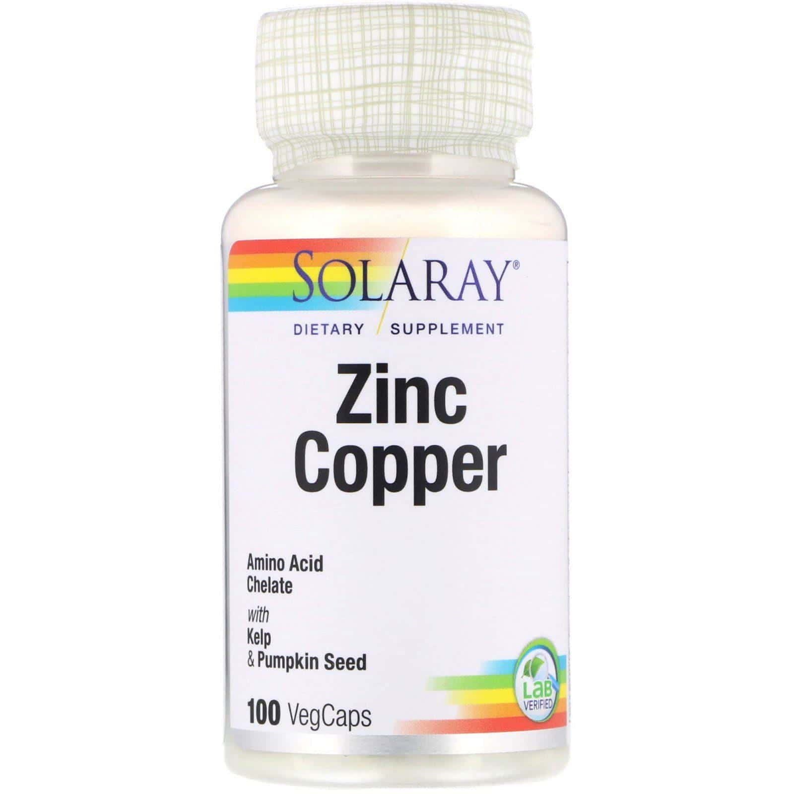 Solaray, Zinc y cobre, 100 cápsulas vegetarianas