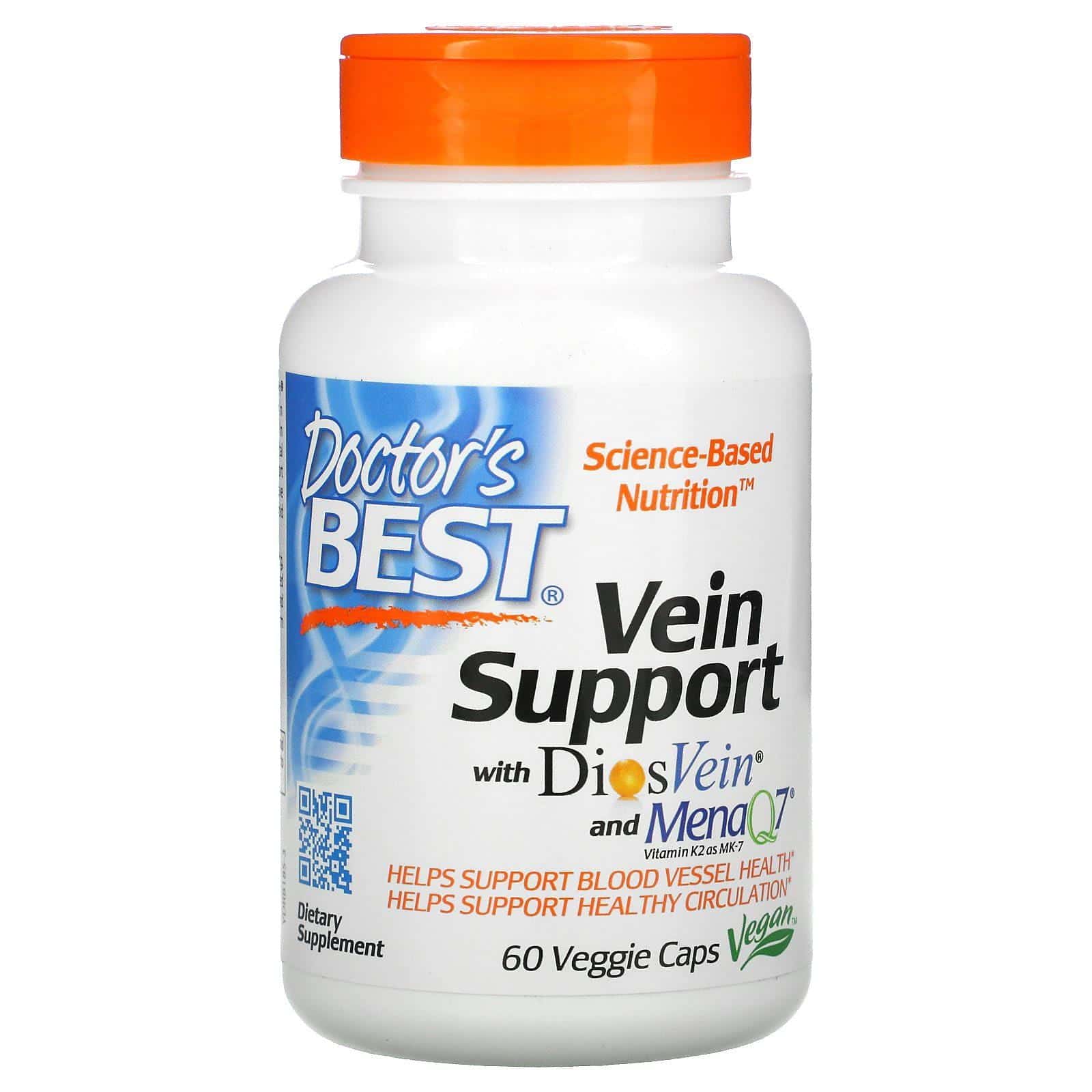 Doctor's Best, Suplemento para promover la salud de las venas con DiosVein y MenaQ7, 60 cápsulas vegetales
