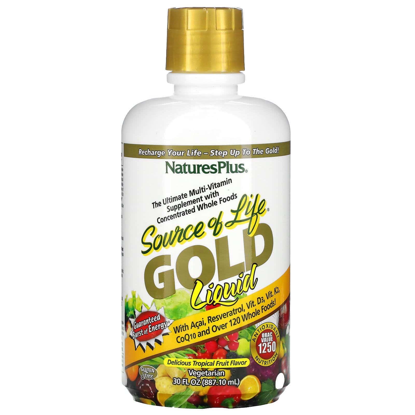 Nature's Plus, Source of Life, Gold Liquid, Tropical Fruit Flavor, 30 fl oz (887.10 ml)