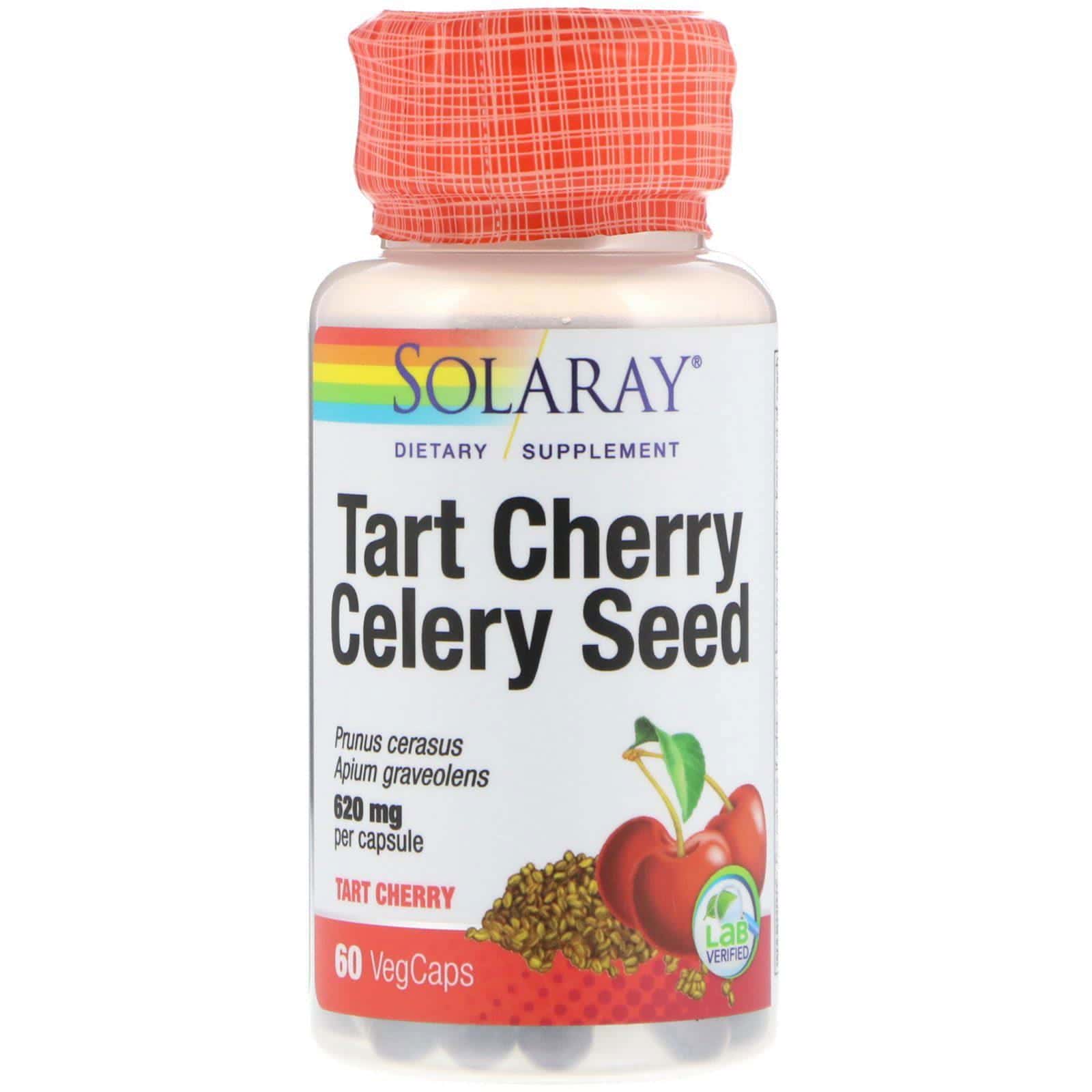 Solaray, Semilla de apio y extracto de cereza agria, 60 cápsulas vegetales