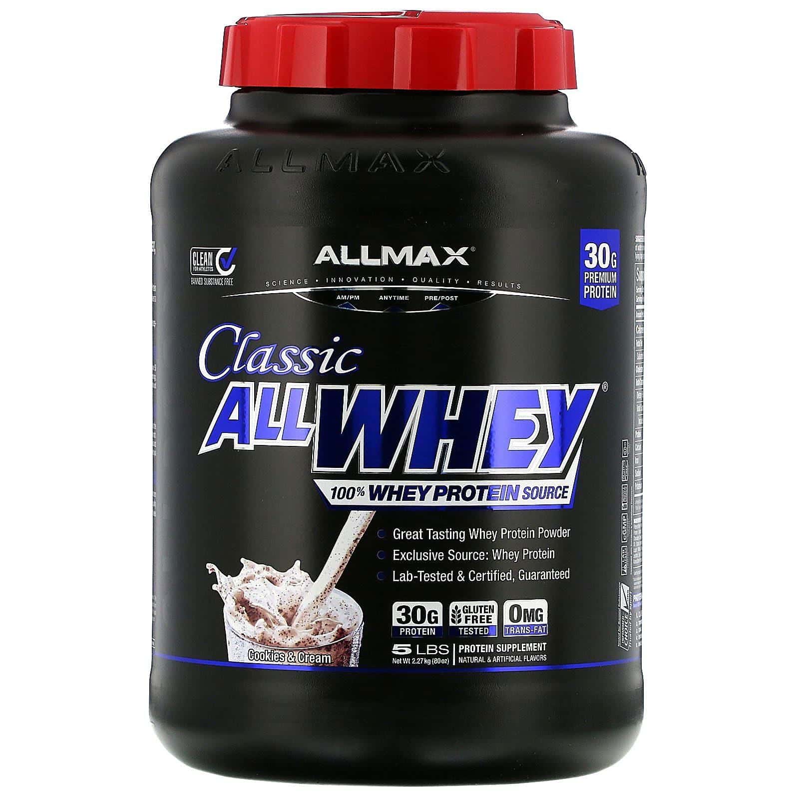 ALLMAX Nutrition, AllWhey Classic, 100 % Proteína de suero, Galletas con crema, 5 libras. (2,27 kg)