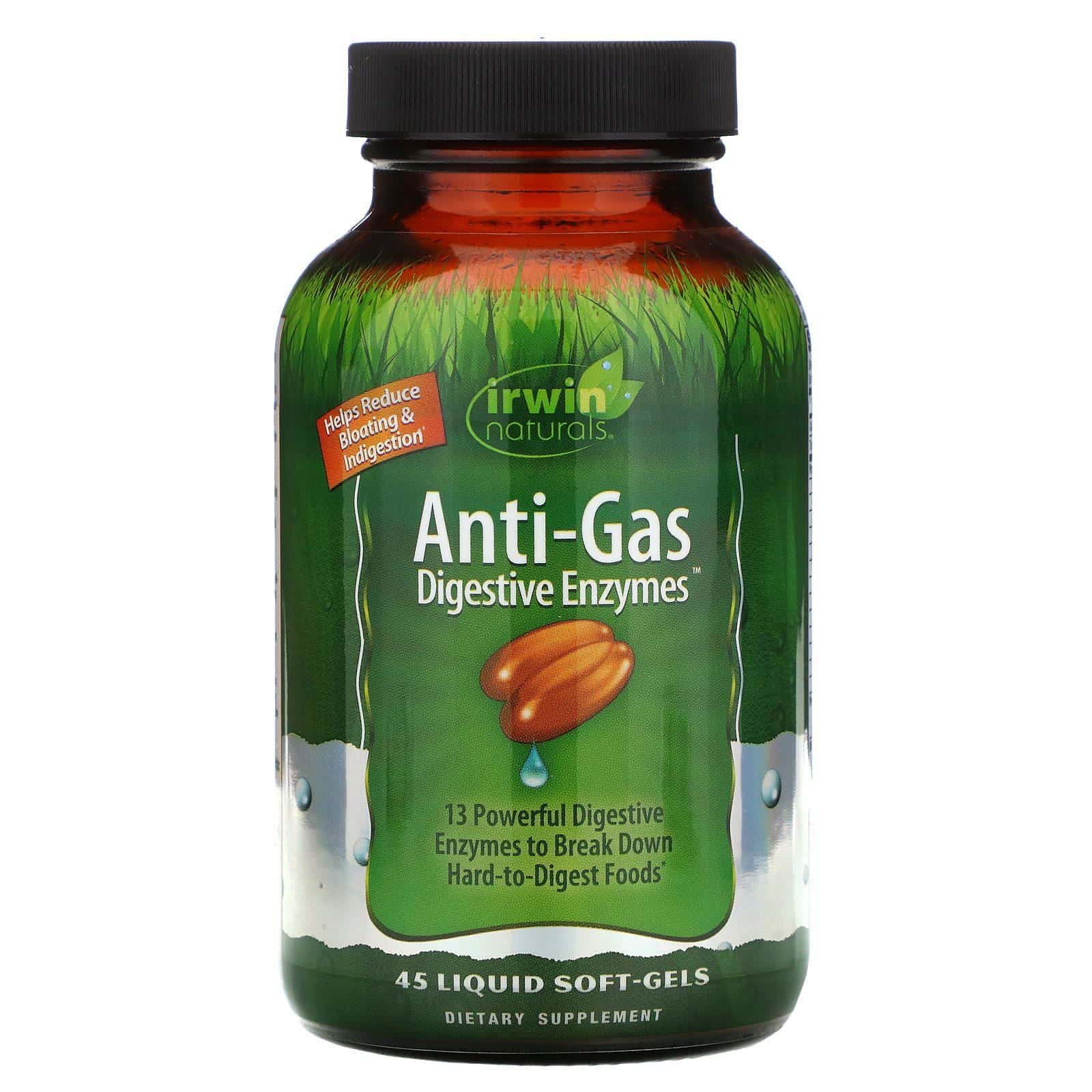 Irwin Naturals, Enzimas digestivas anti-gas, 45 cápsulas blandas líquidas