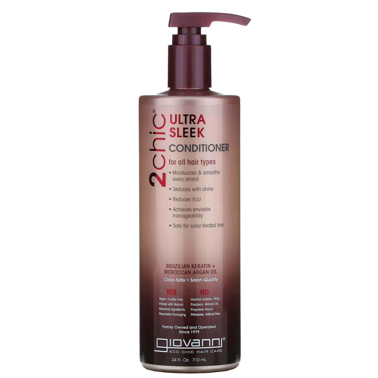 Giovanni, 2chic, Acondicionador Ultra-Elegante, para todos los tipos de cabello, queratina brasileña y aceite de argán, 24 oz líquidas (710 ml)