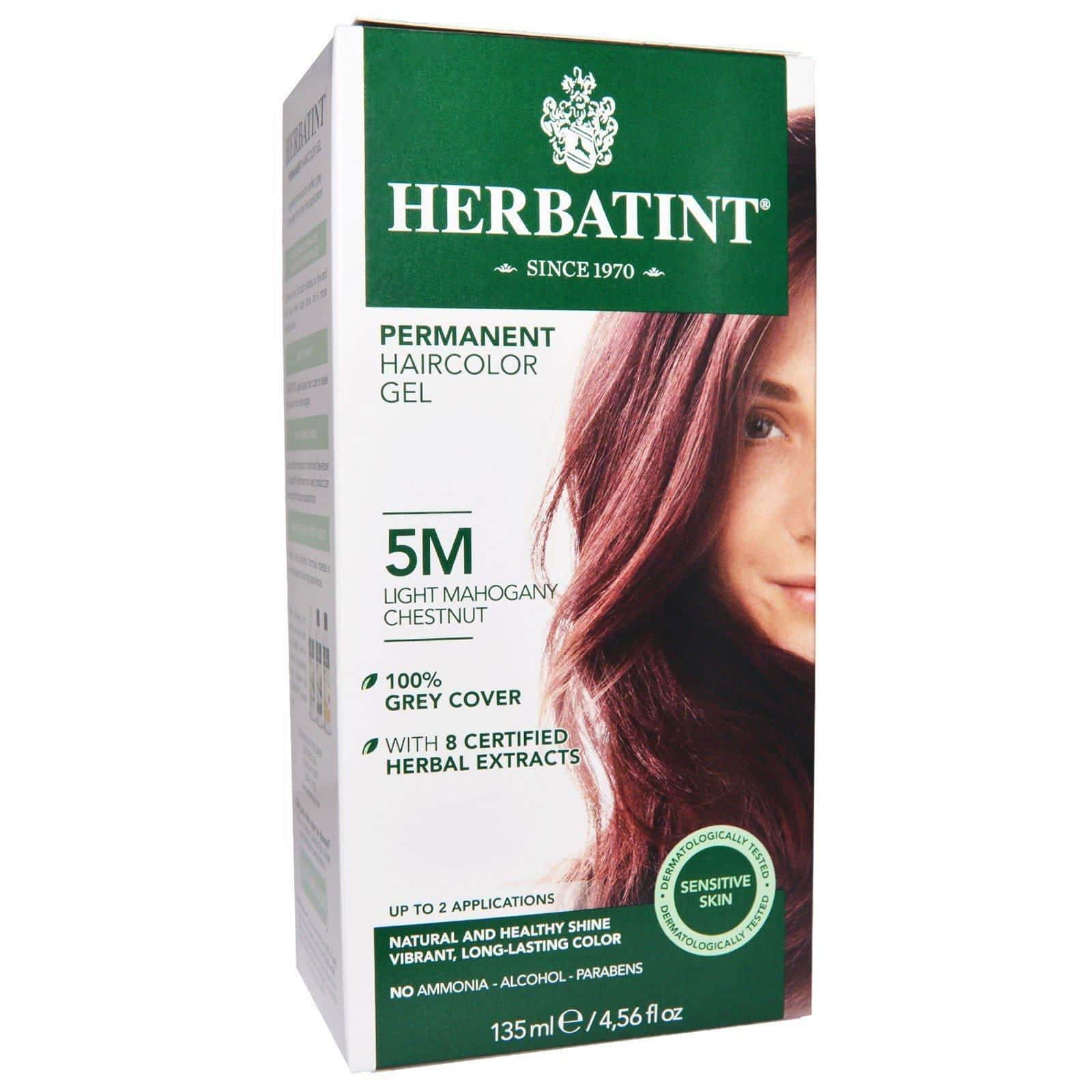 Herbatint, Gel de Tinte para el Cabello Permanente, 5M, Castaño Caoba Claro, 4.56 fl oz (135 ml)