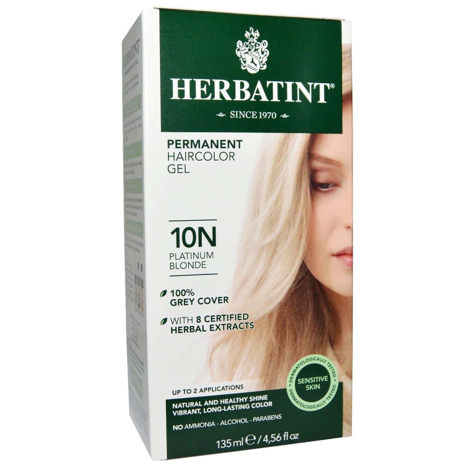 Herbatint, Gel de Tinte para el Cabello Permanente, 10N Rubio Platinado, 4.56 fl oz (135 ml)