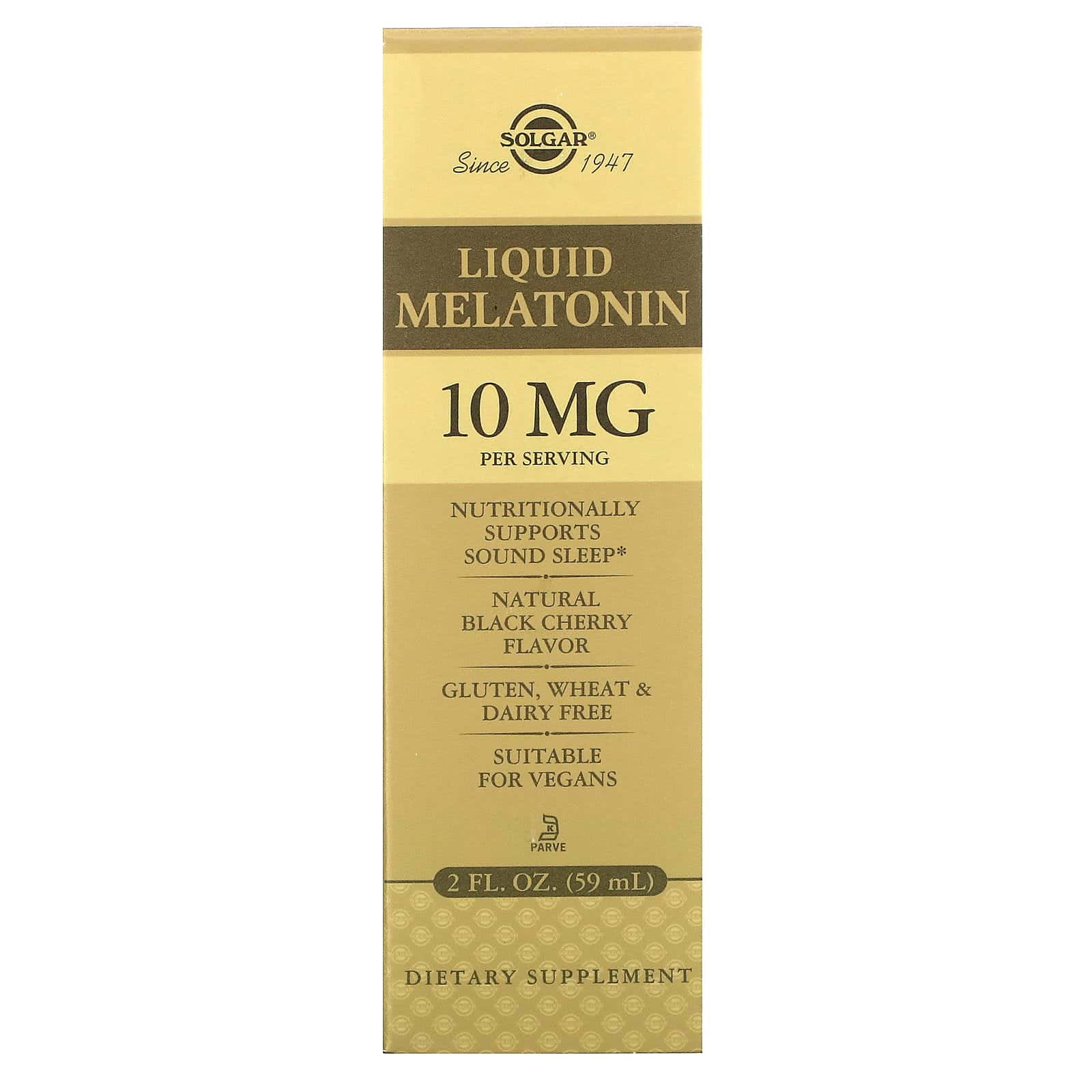 Solgar, Melatonina líquida, Sabor cereza negra natural, 10 mg, 59 ml (2 oz. líq.)
