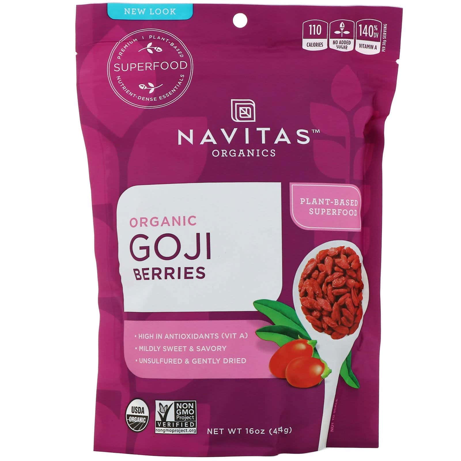 Navitas Organics, Bayas de Goji orgánica, 16 oz (45 g)