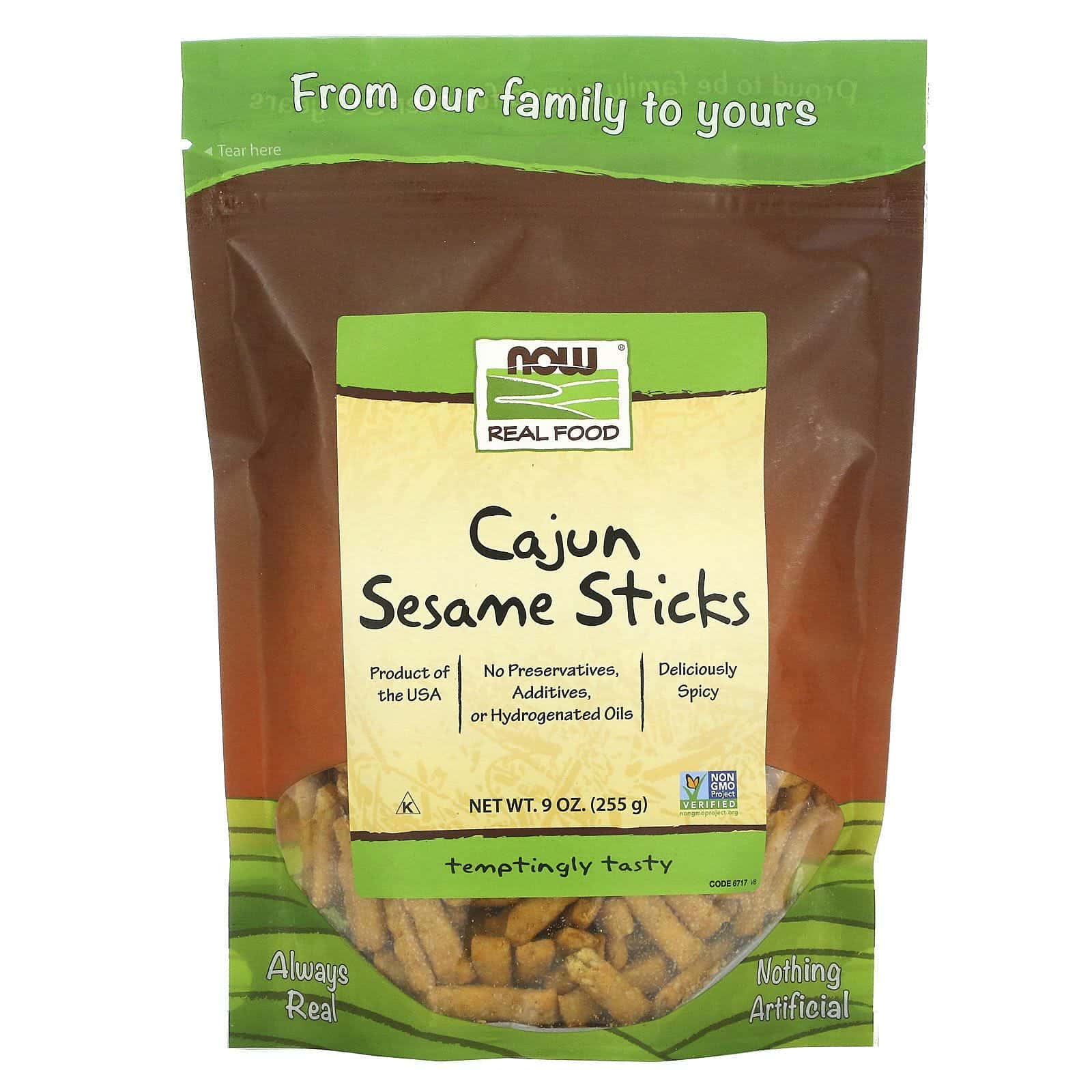 Now Foods, Real Food, palitos de sésamo Cajún, 9 oz (255 g)