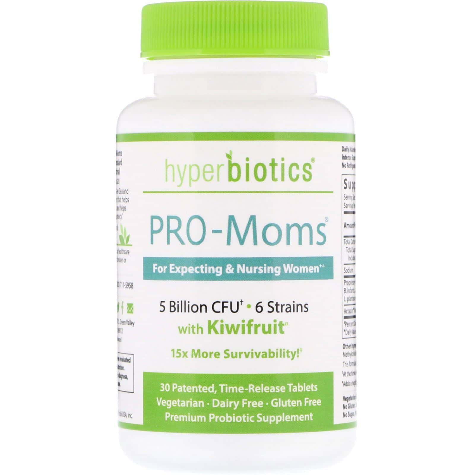 Hyperbiotics, PRO-Moms, con kiwi, 5 mil millones de CFU, 30 comprimidos de liberación lenta