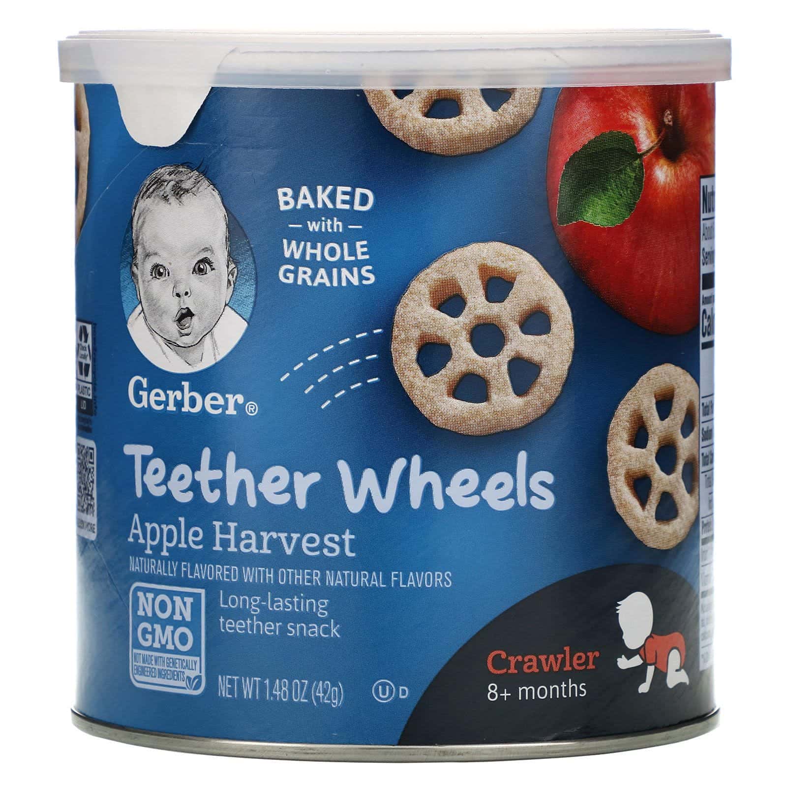 Gerber, Rueditas para la etapa de dentición, A partir de los 8 meses de edad, Cosecha de manzanas, 42 g (1,48 oz)