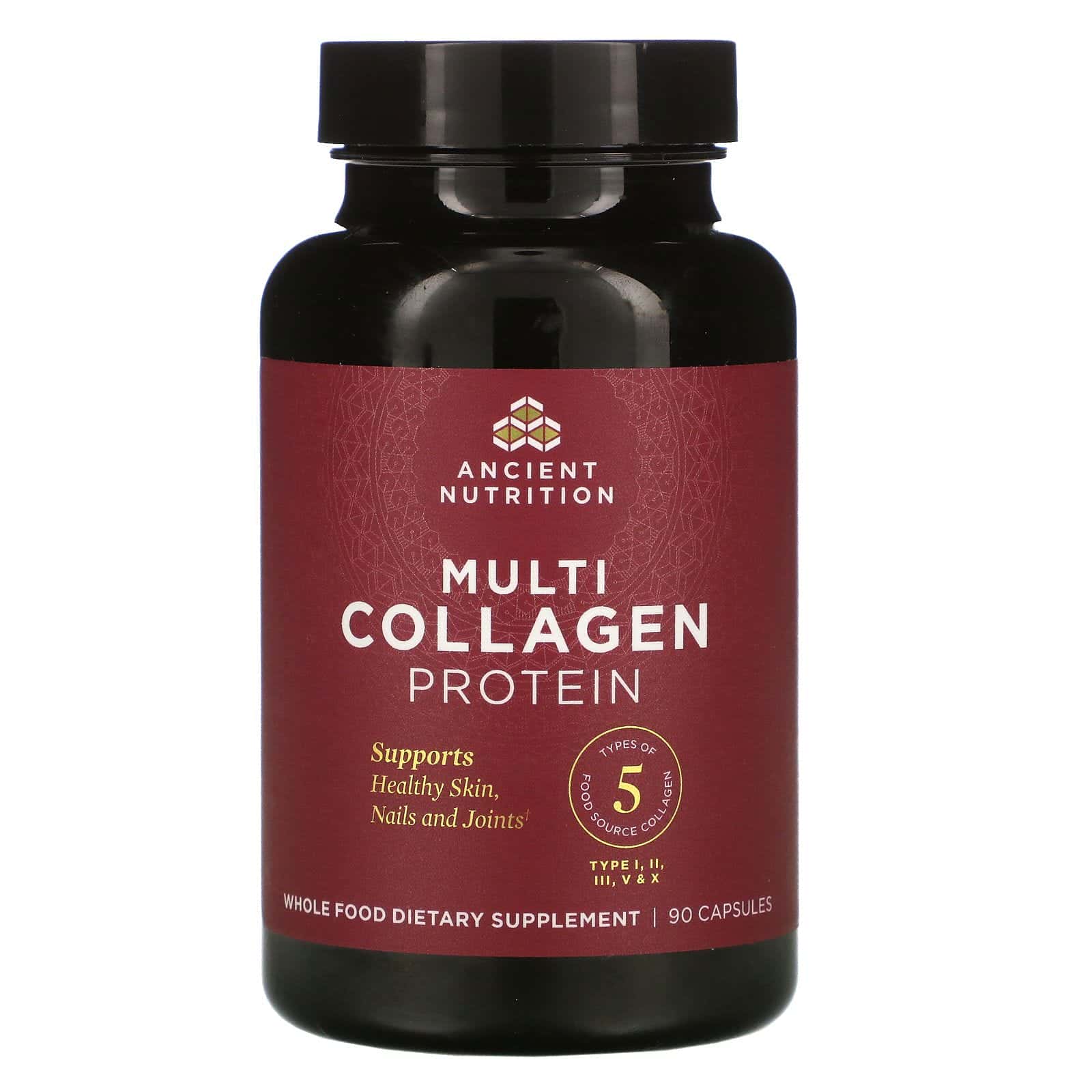 Dr. Axe / Ancient Nutrition, Proteína con múltiples tipos de colágeno, 90 cápsulas