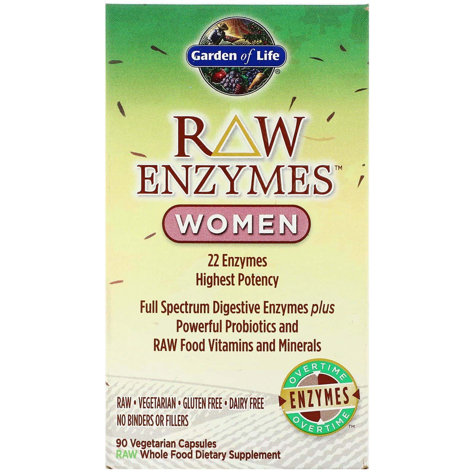 Garden of Life, RAW Enzymes™ para mujeres, 90 cápsulas vegetales
