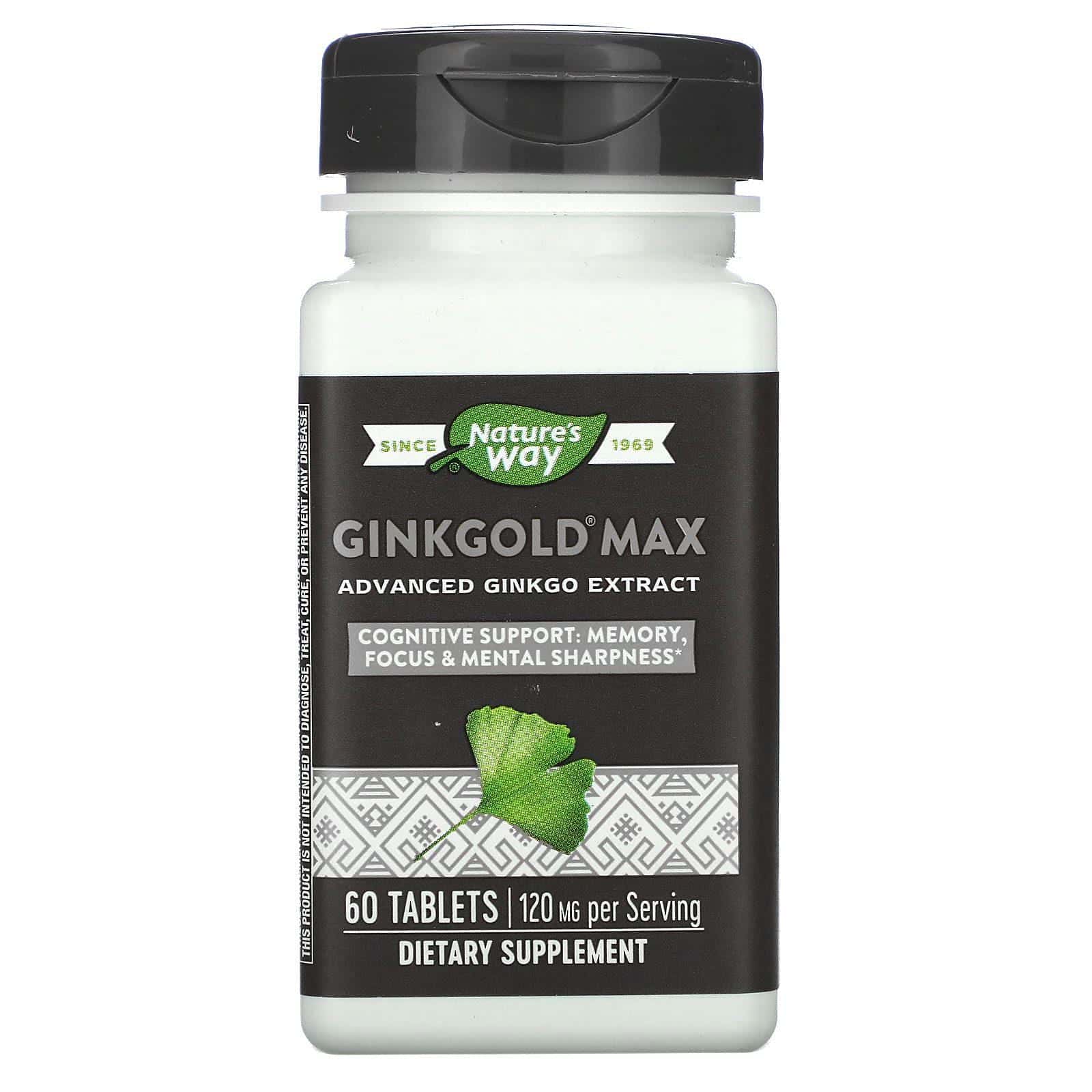 Nature's Way, Ginkgold Max, 120 mg, 60 comprimidos
