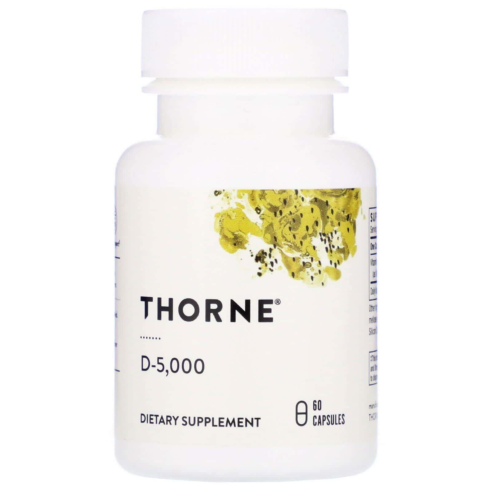 Thorne Research, Vitamina D 5000, 125 mcg (5000 UI), 60 cápsulas