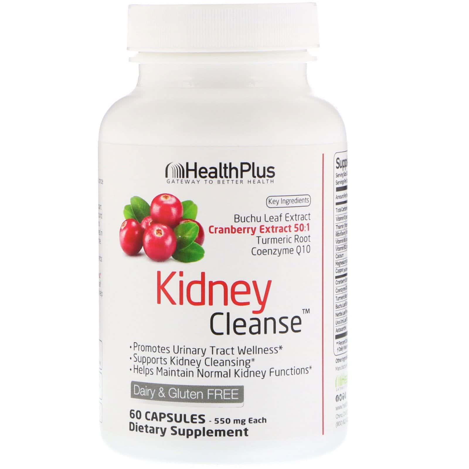 Health Plus, Limpieza de los Riñones, 550 mg, 60 cápsulas