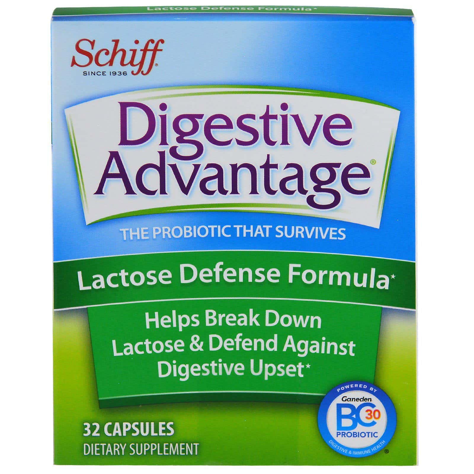Schiff, Digestive Advantage, Fórmula de Defensa contra la Lactosa, 32 Cápsulas