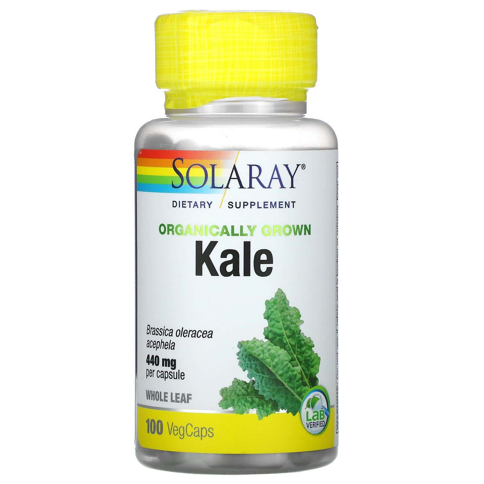 Solaray, Col rizada cultivada orgánicamente, 440 mg, 100 cápsulas vegetales