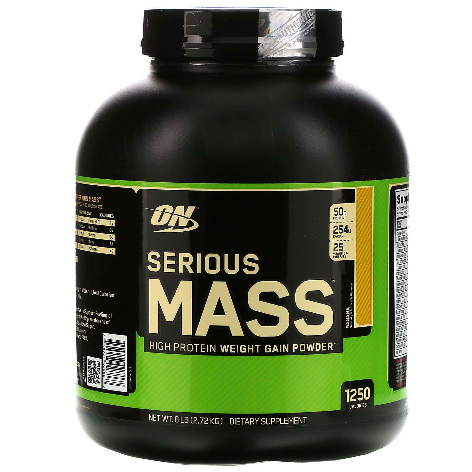 Optimum Nutrition, Serious Mass, polvo para subir de peso alto en proteínas, banana, 6 lb (2.72 kg)
