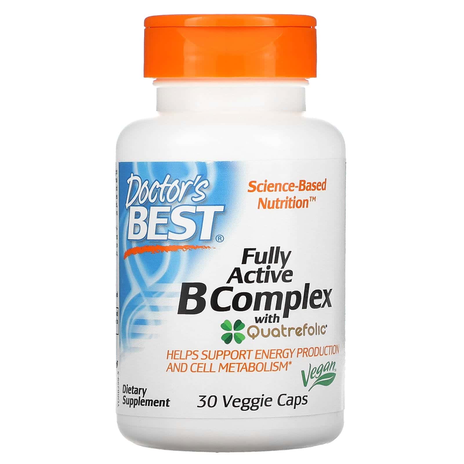 Doctor's Best, Complejo de vitaminas B completamente activo con Quatrefolic, 30 cápsulas vegetales