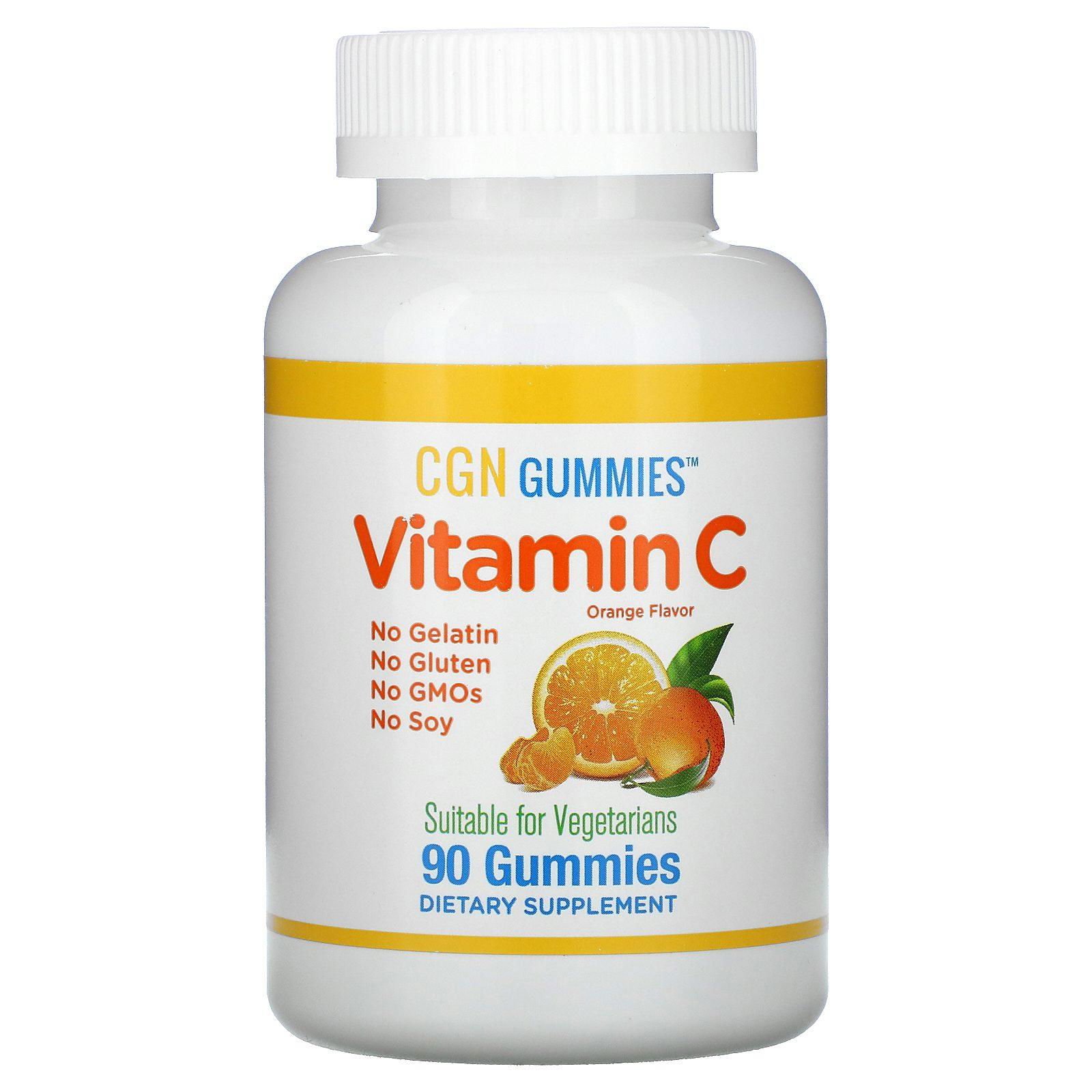 California Gold Nutrition, Gomitas con vitamina C, Sabor natural a naranja, Sin gelatina, 90 gomitas