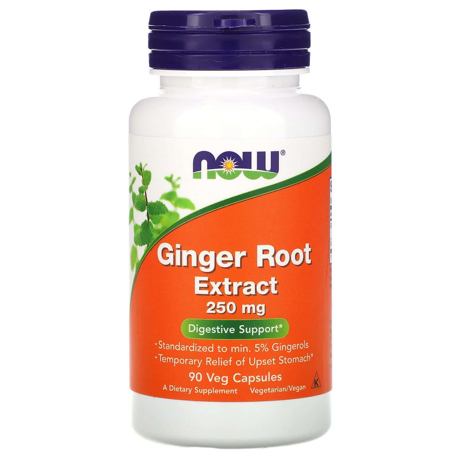 Now Foods, Extracto de raíz de jengibre, 250 mg, 90 cápsulas vegetales