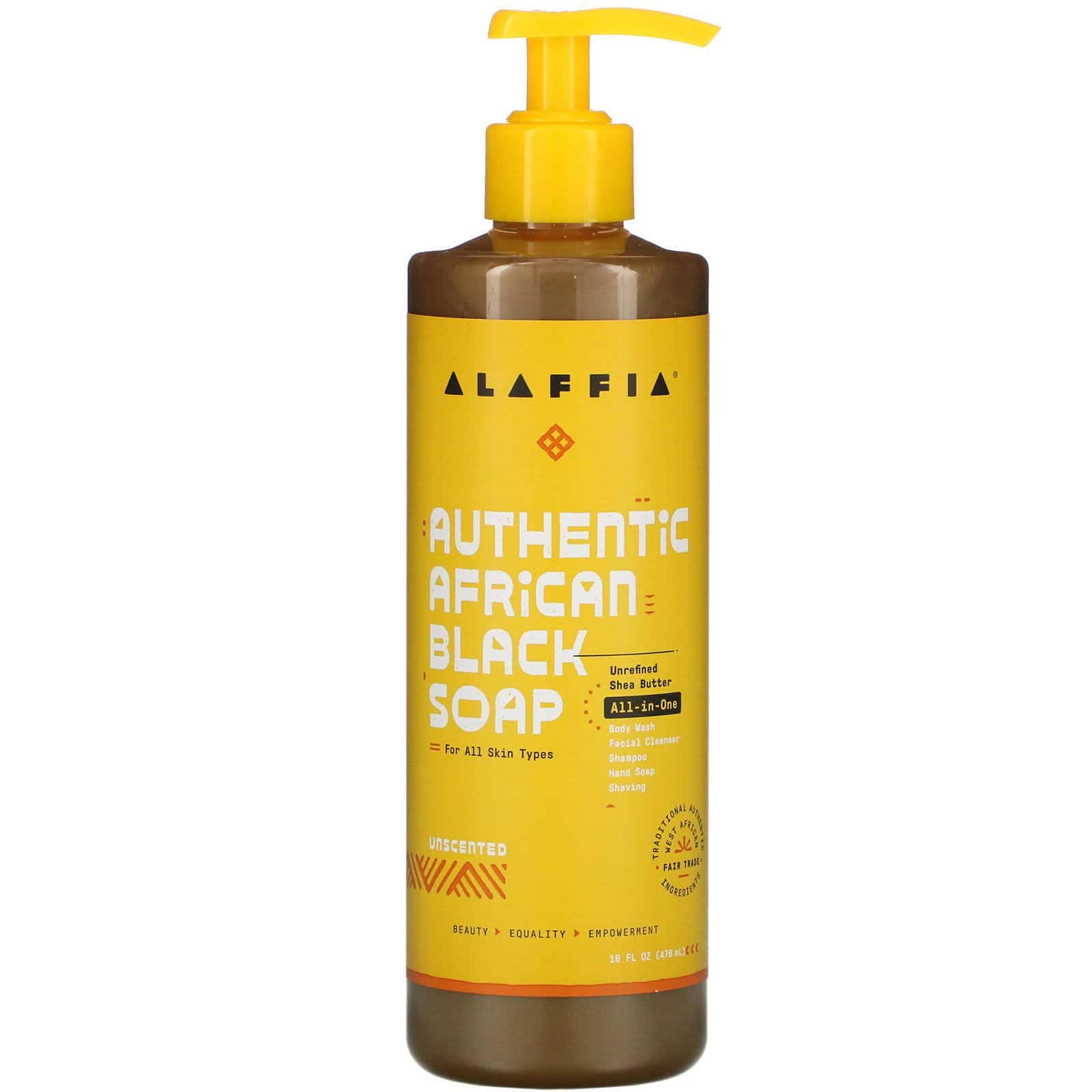 Alaffia, Jabón Negro Africano Auténtico, Sin Perfume, 16 fl oz (476 ml)