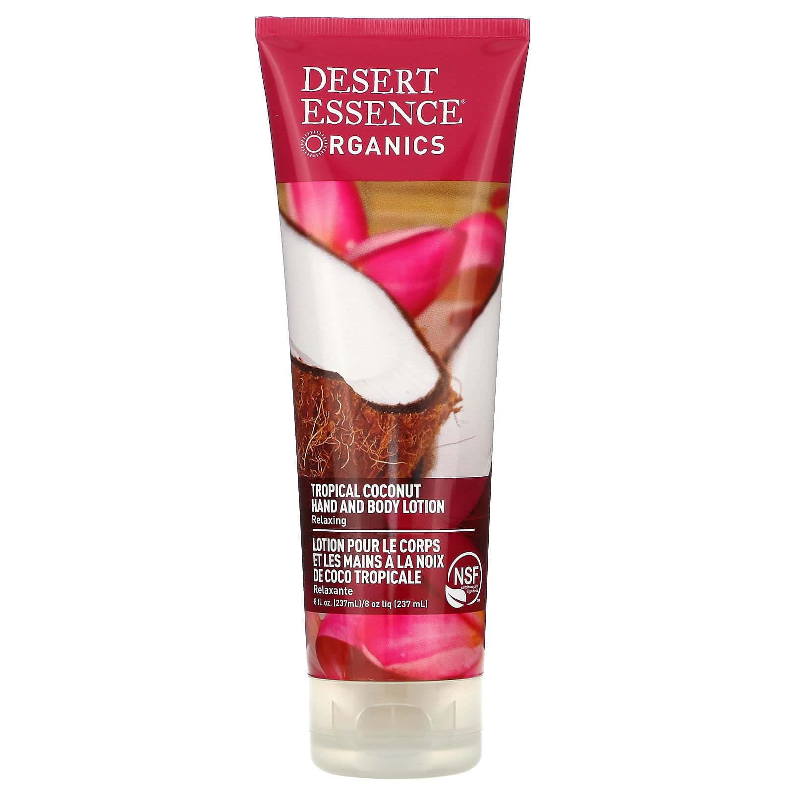 Desert Essence, Organics, loción corporal y para manos, coco tropical, 8 fl oz (237 ml)