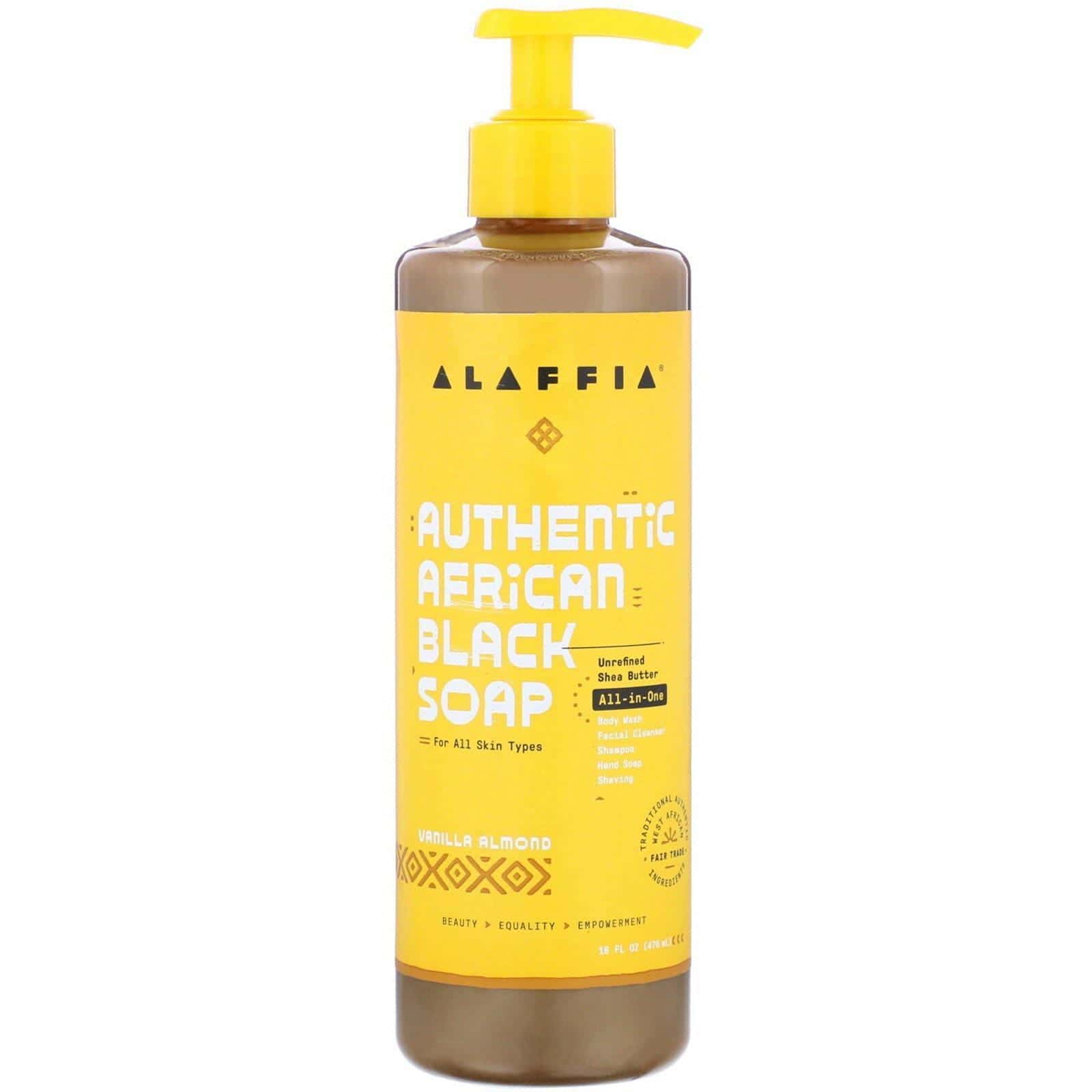 Alaffia, Jabón africano negro auténtico, vainilla almendra, 16 fl oz (476 ml)